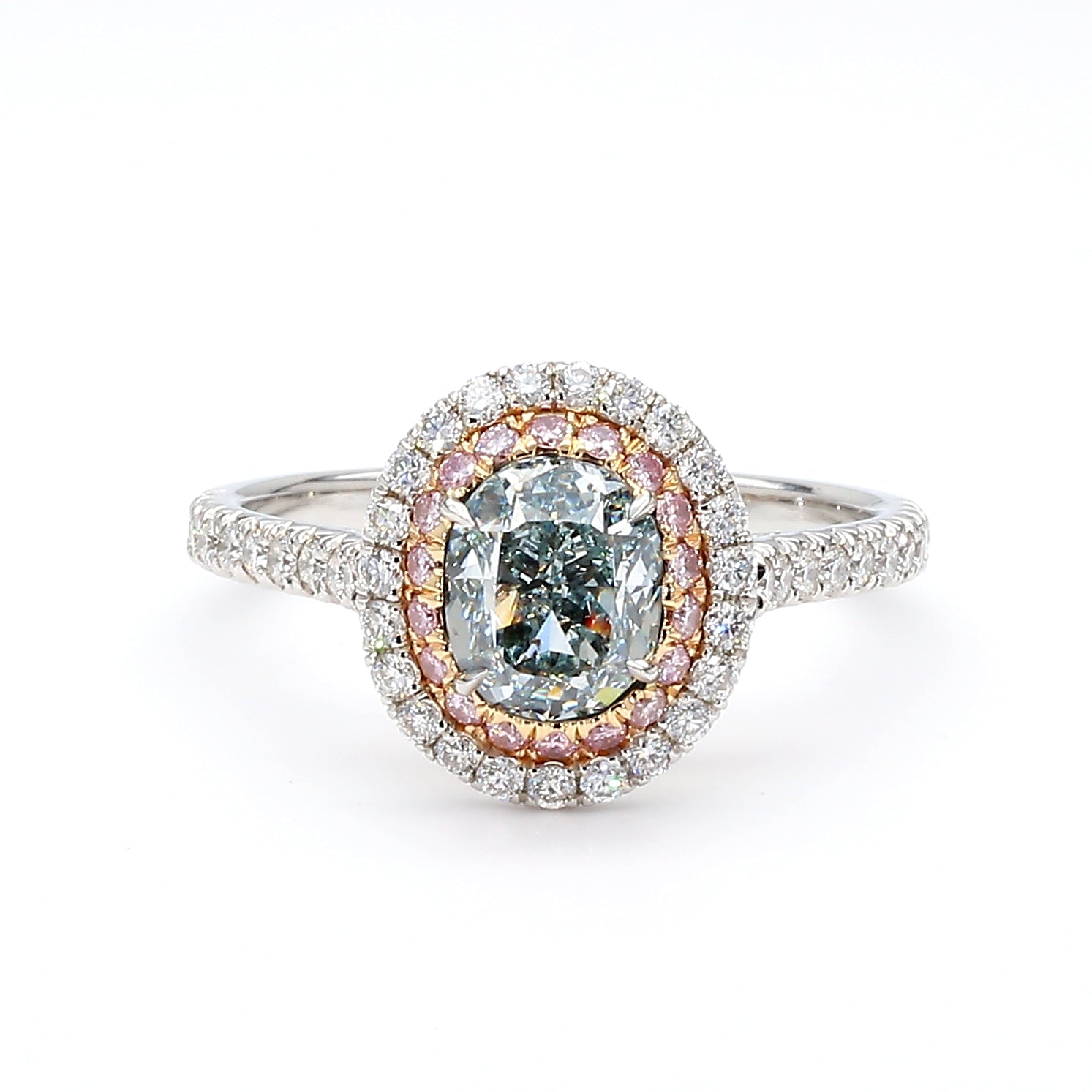 Natural Green Oval Diamond Ring Gia Certified