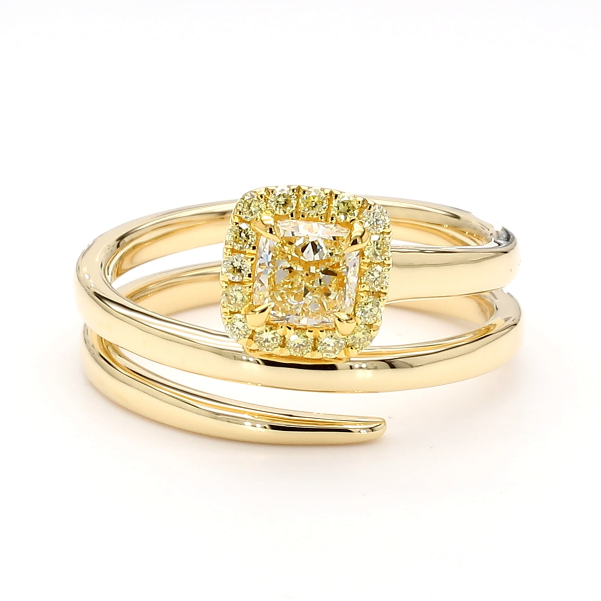 Natural Yellow Cushion Diamond Ring