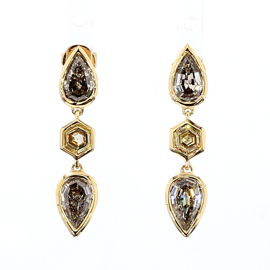 Natural Brown Kite Diamond Earring | GIA Certified