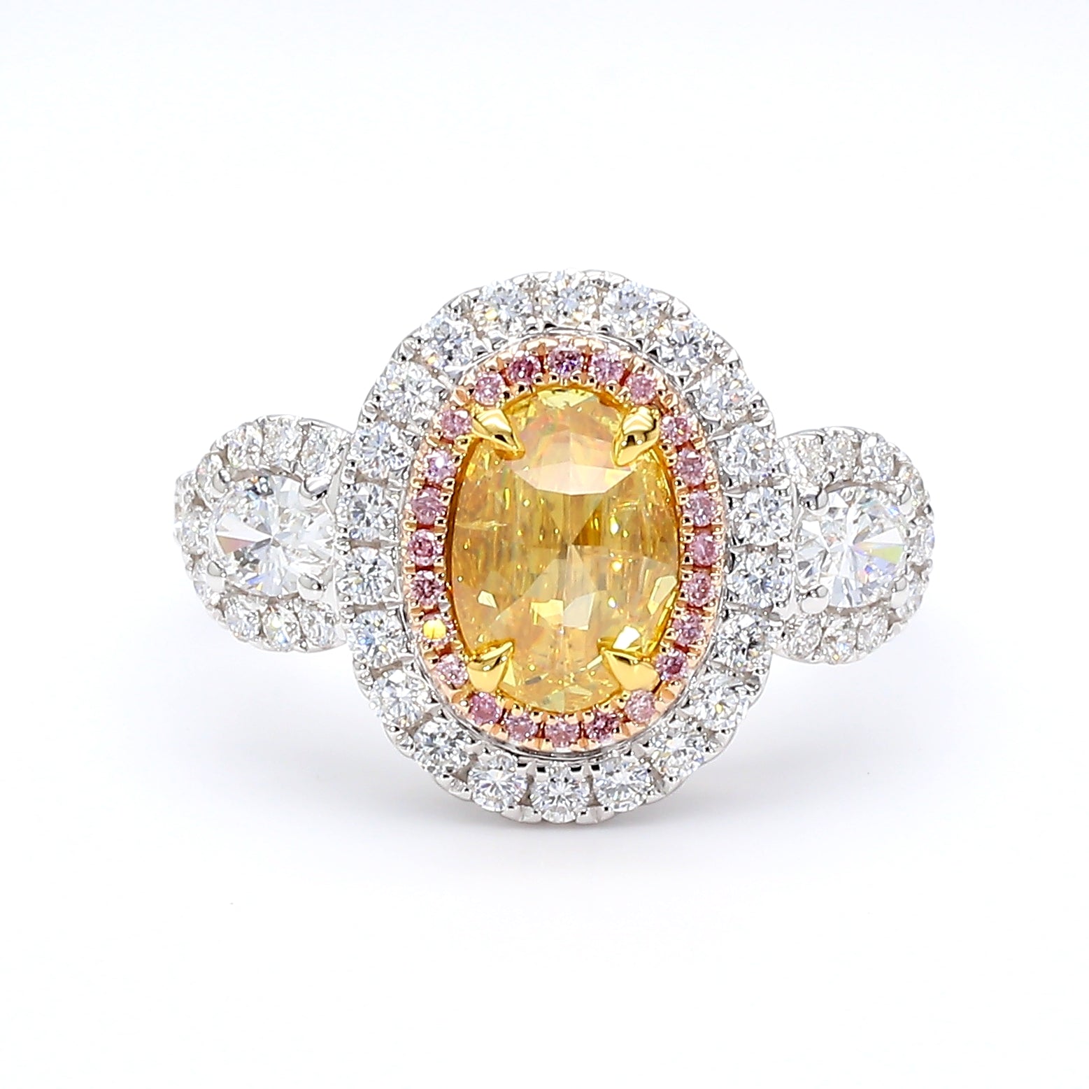 Natural Yellow Oval Diamond Halo Ring | GIA CERTIFIED
