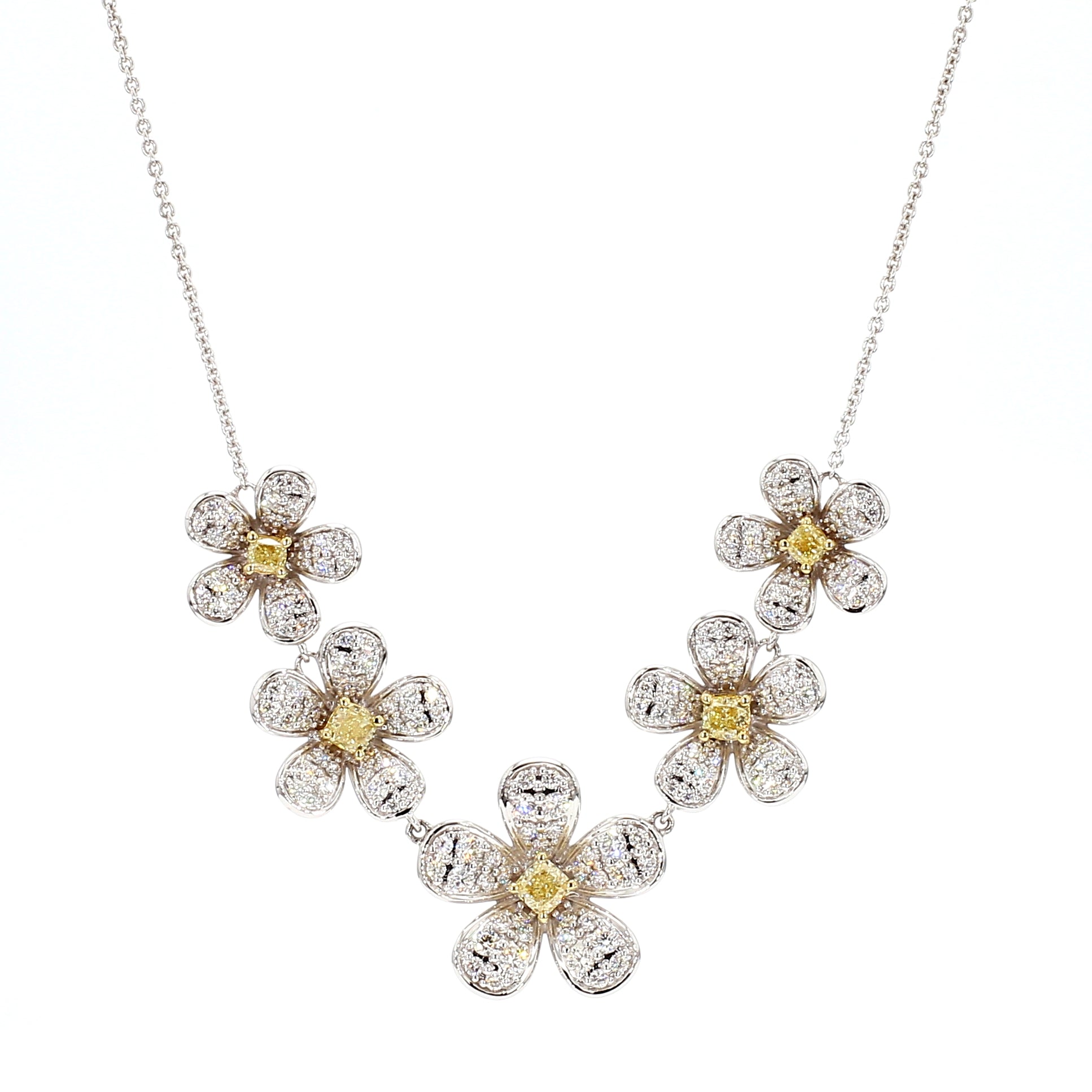 Natural Yellow Radiant Diamond Necklace