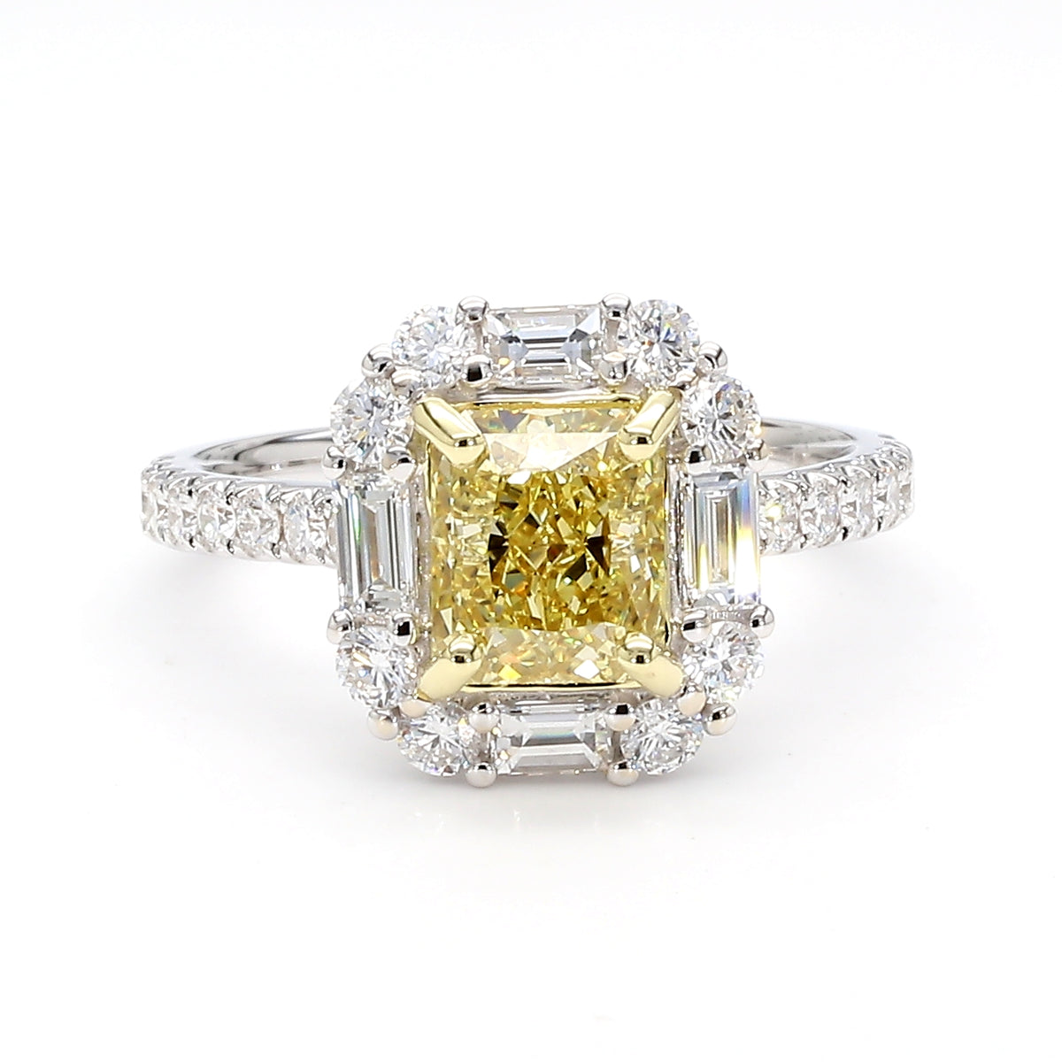 Natural Yellow Radiant Diamond Ring | GIA Certified