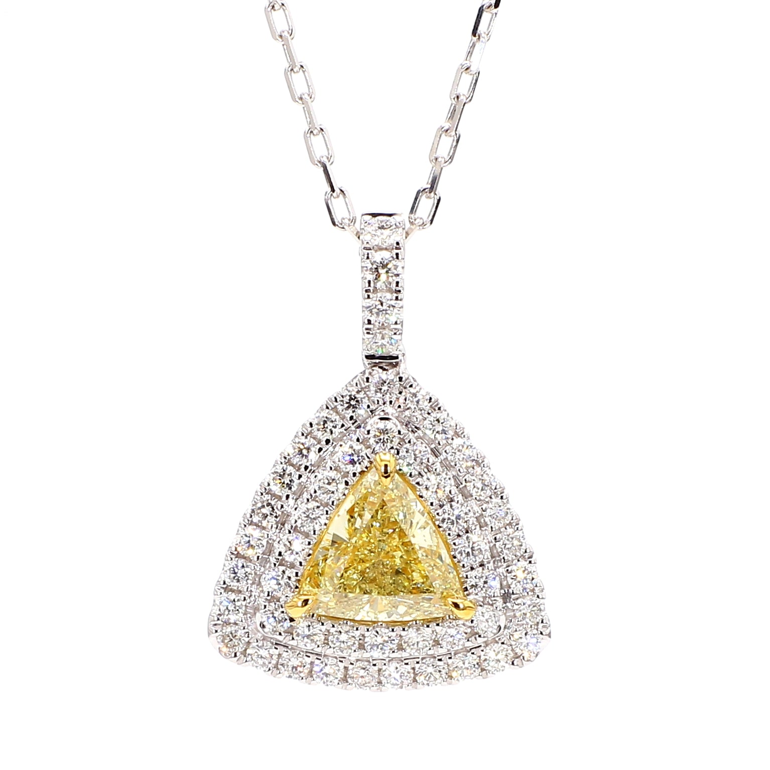 Natural Yellow Trillion Diamond Pendant GIA Certified product image 1