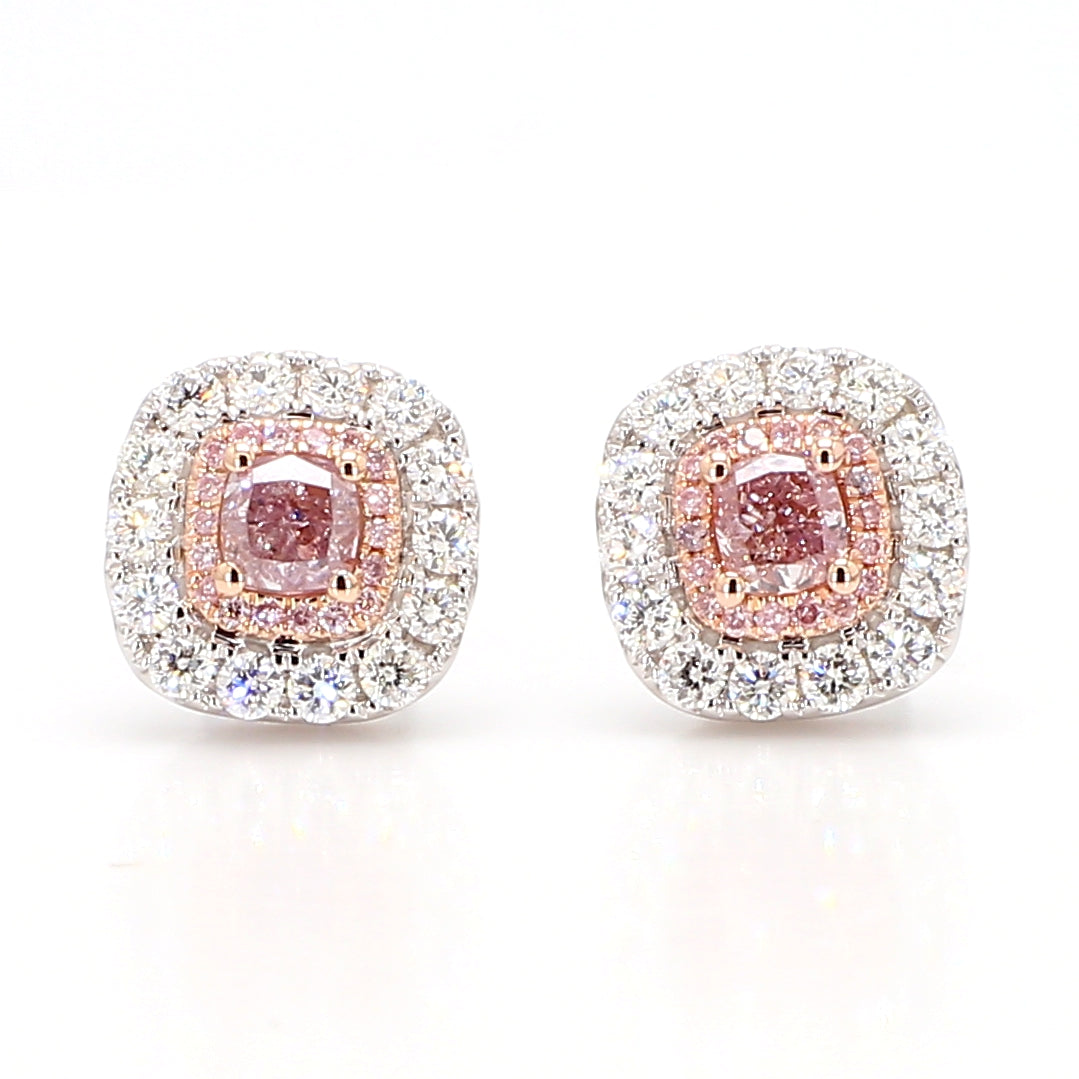 Natural Purple Cushion Diamond Earring Gia Certified