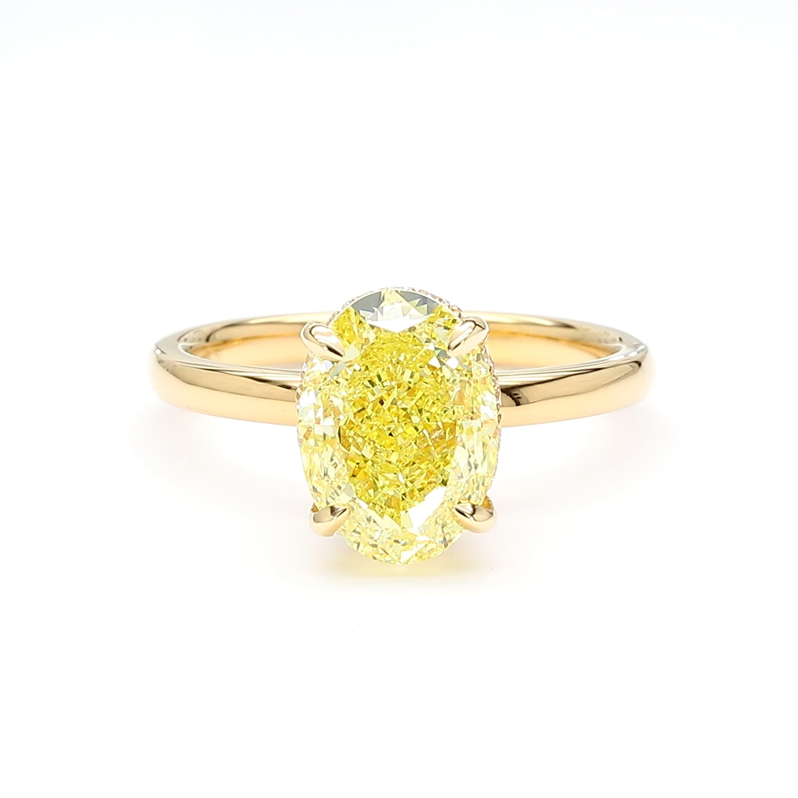 Natural Yellow Oval Diamond Hidden Halo Ring | GIA CERTIFIED