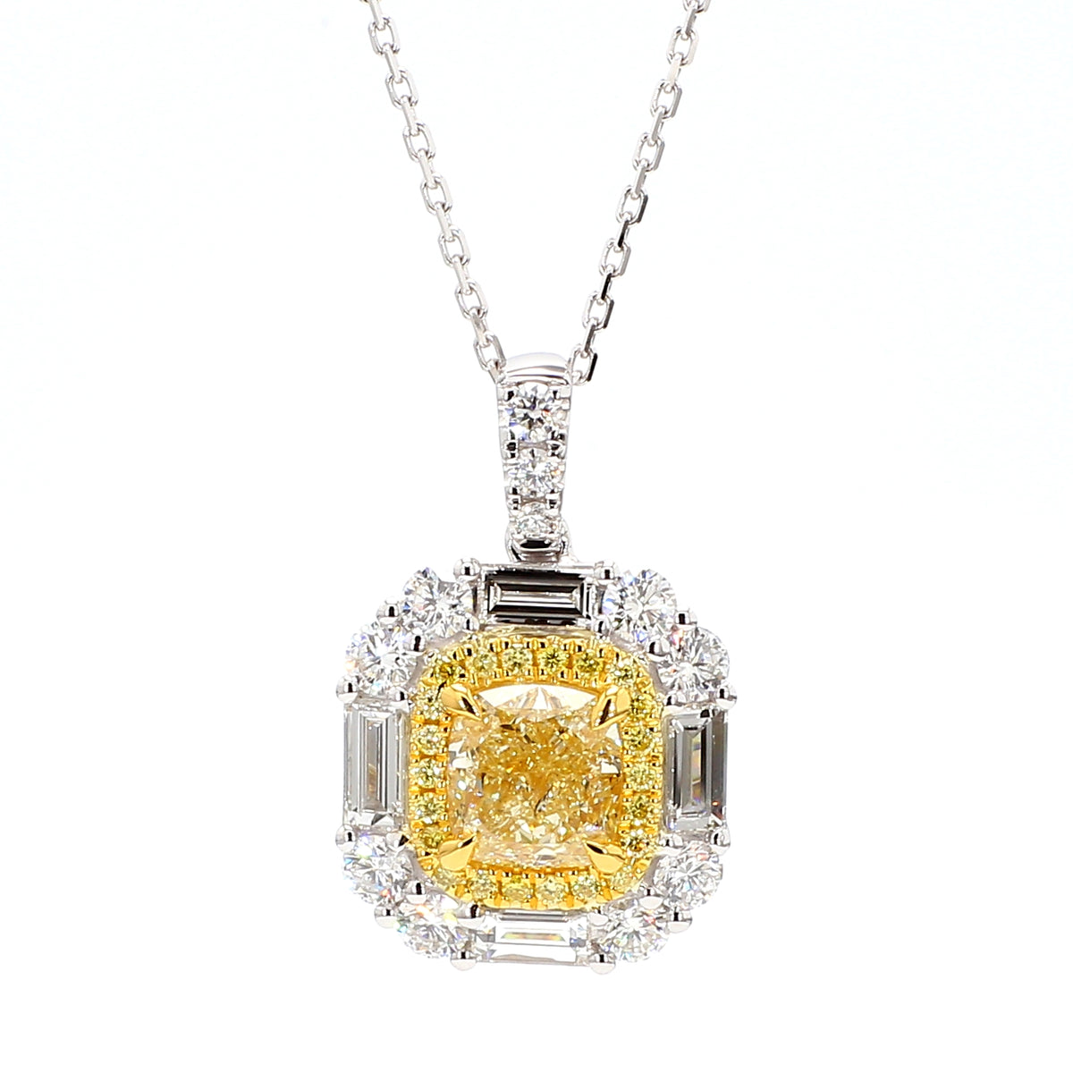 Natural Yellow Cushion Diamond Pendant | GIA Certified
