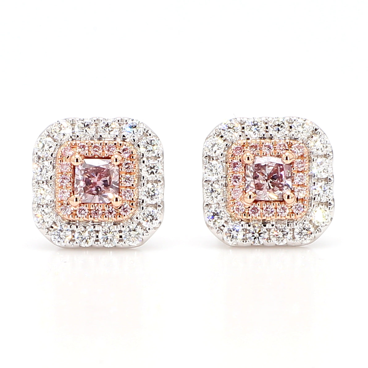 Natural Pink Radiant Diamond Earring Gia Certified