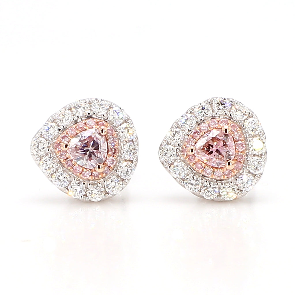 Natural Pink Heart Diamond Earring | GIA Certified