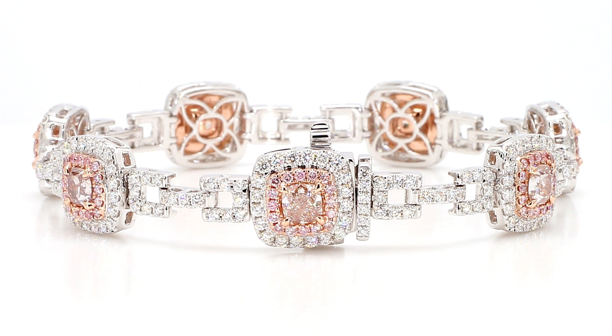 Natural Pink Cushion Diamond Bracelet Gia Certified