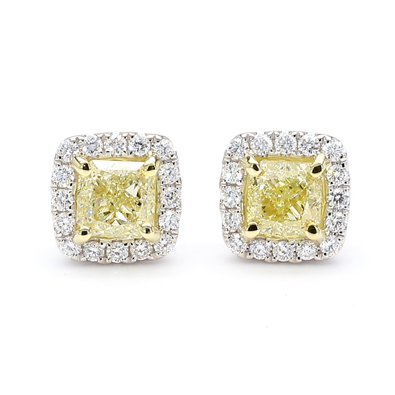 Natural Yellow Radiant Diamond Earring Gia Certified