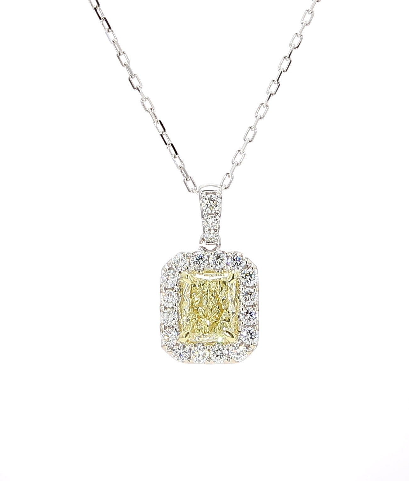 Natural Yellow Radiant Diamond Pendant Gia Certified