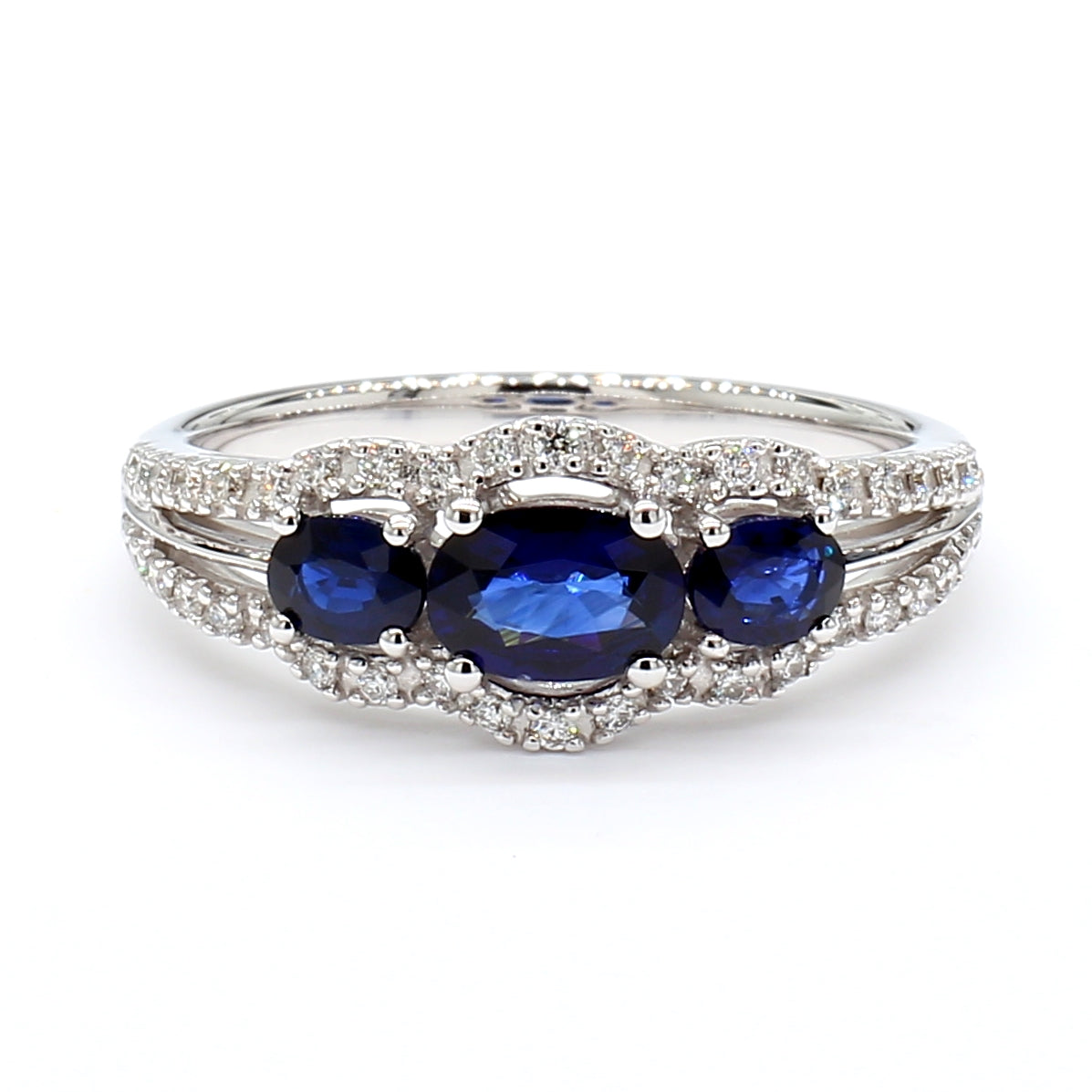 Natural Oval Sapphire & White Diamond Ring product image 3