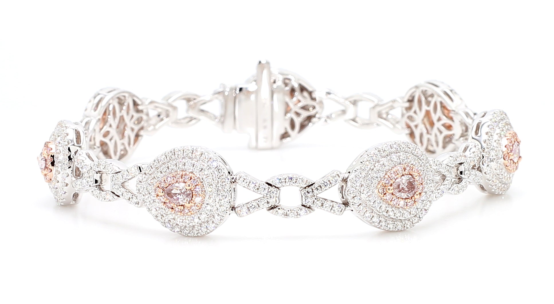 Natural Pink Pear Diamond Bracelet Gia Certified