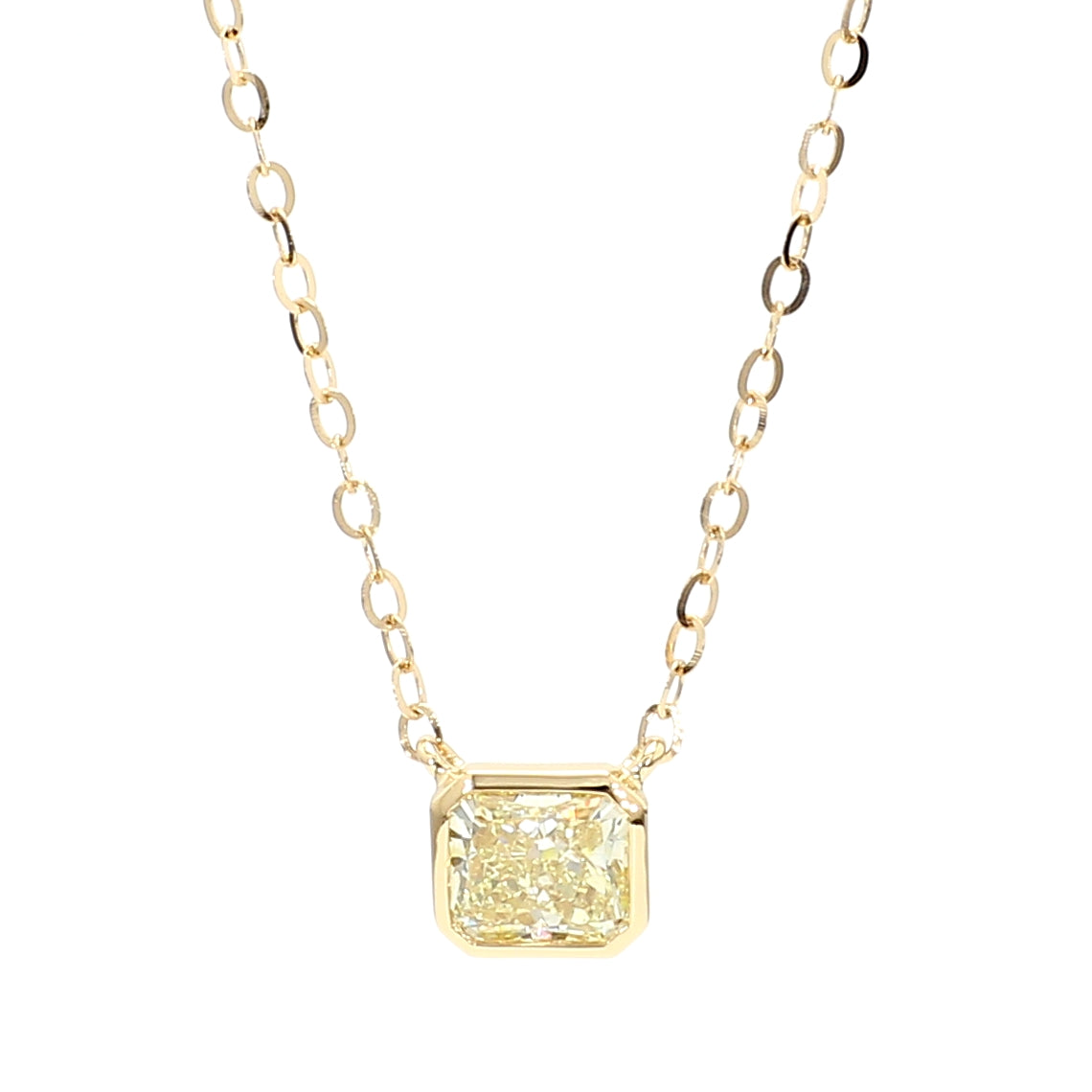 Natural Yellow Radiant Diamond Necklace Gia CERTIFIED