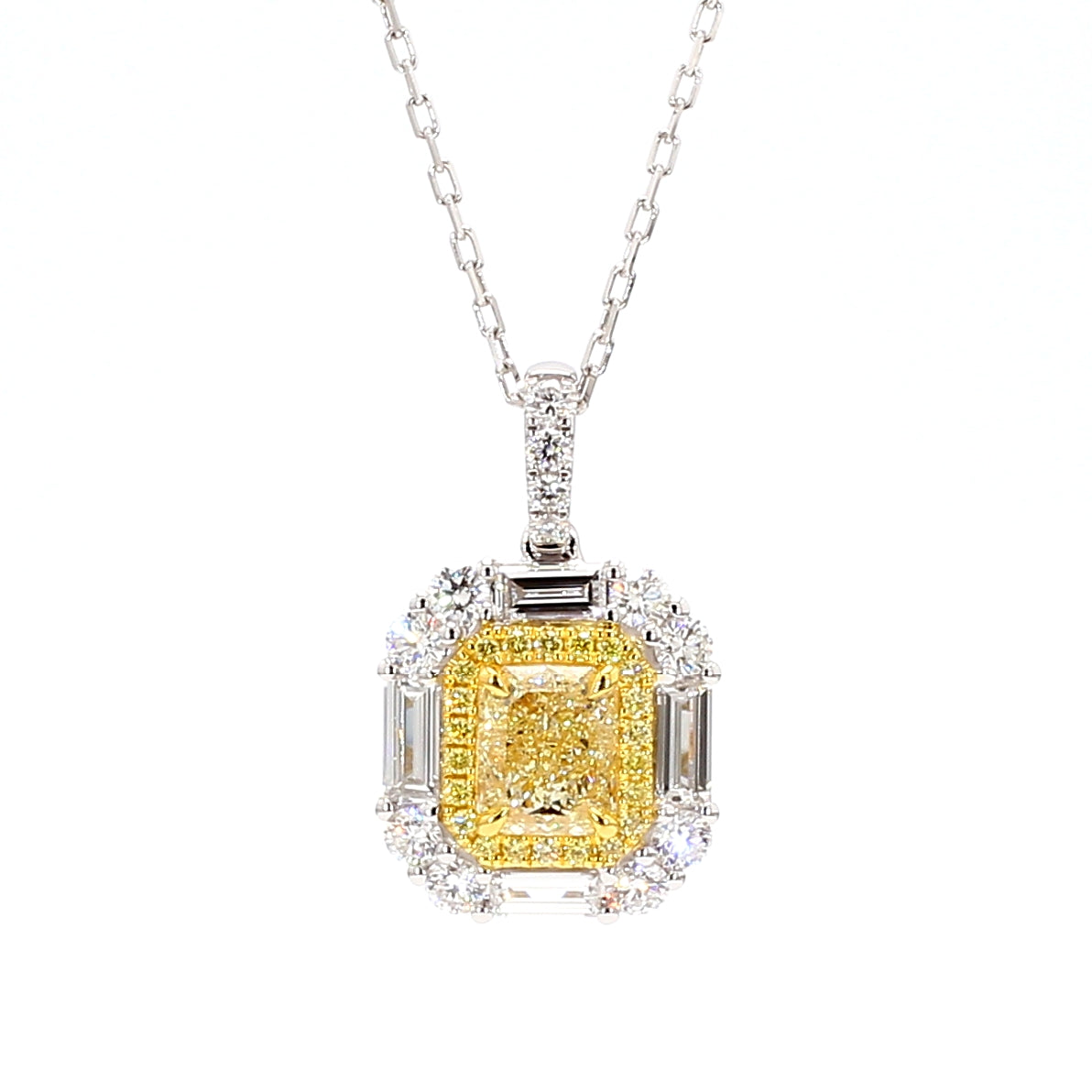 Natural Yellow Radiant Diamond Pendant Gia Certified