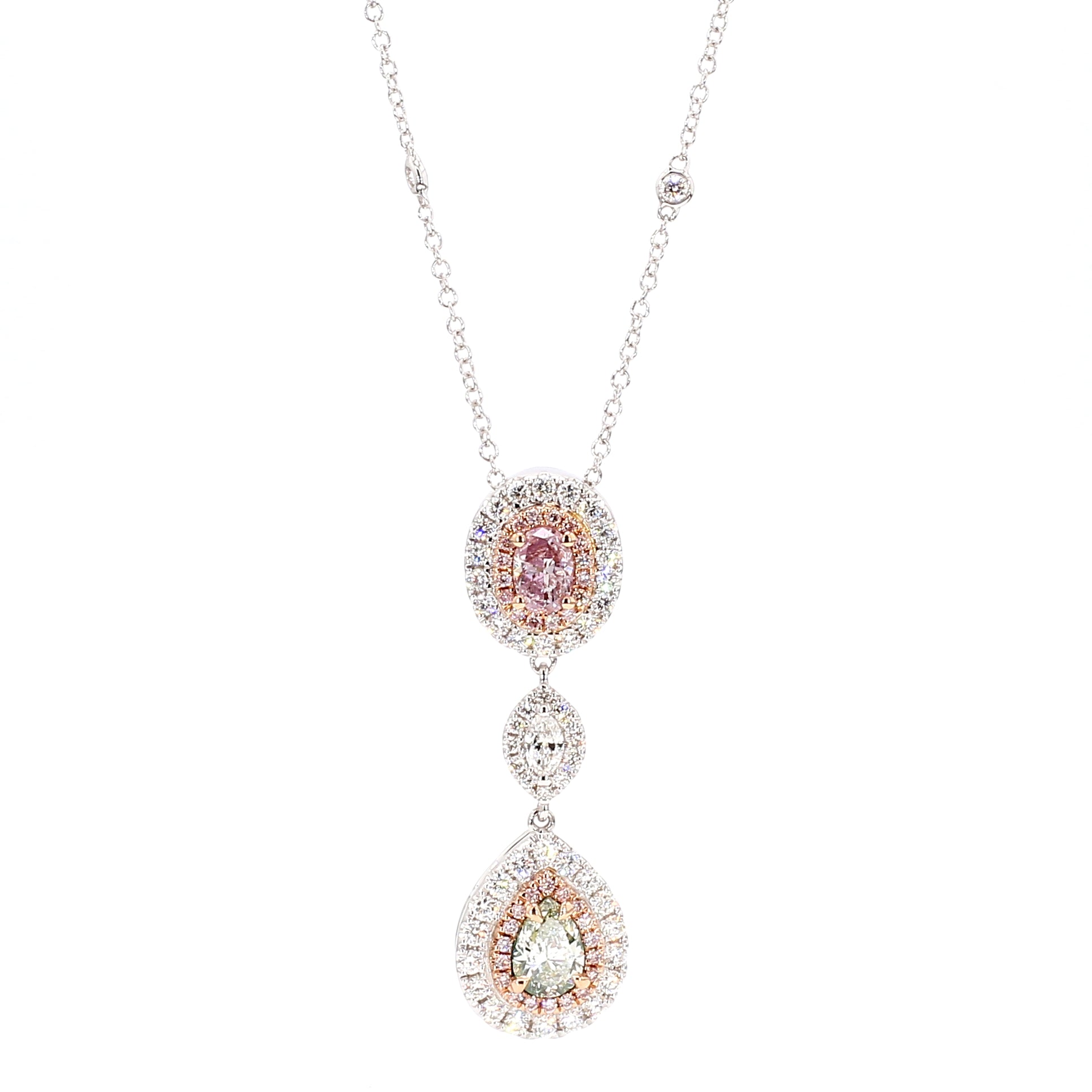 Natural Purple Oval Diamond Necklace Gia Certified