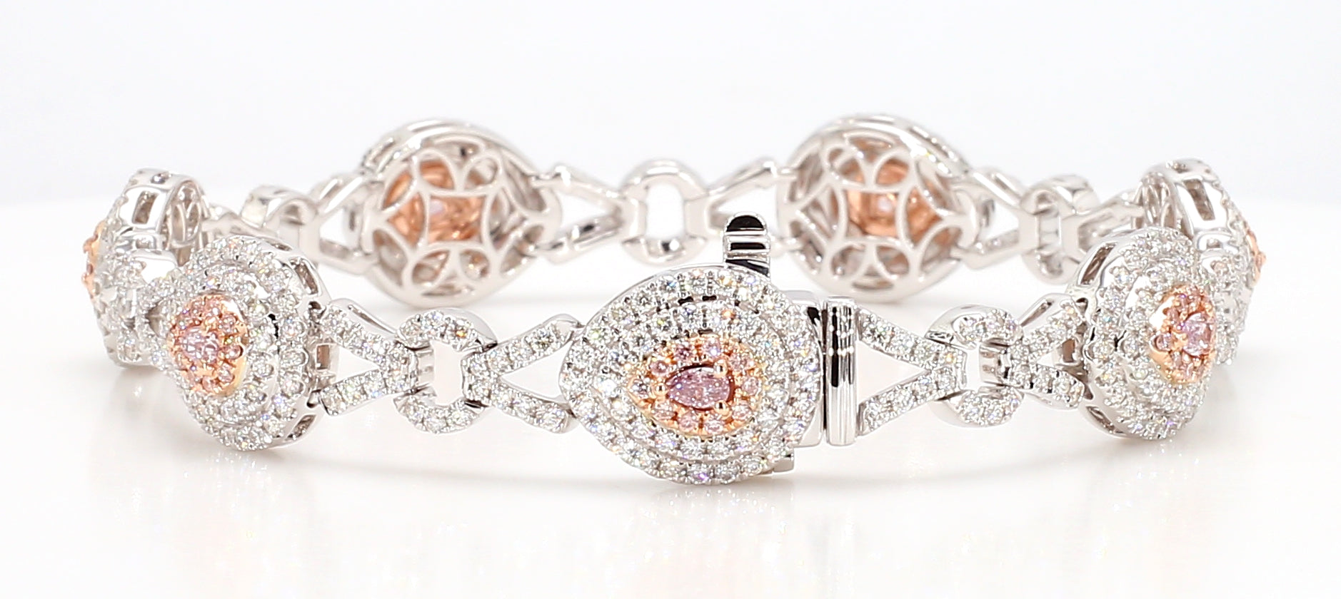 Natural Pink Pear Diamond Bracelet Gia Certified