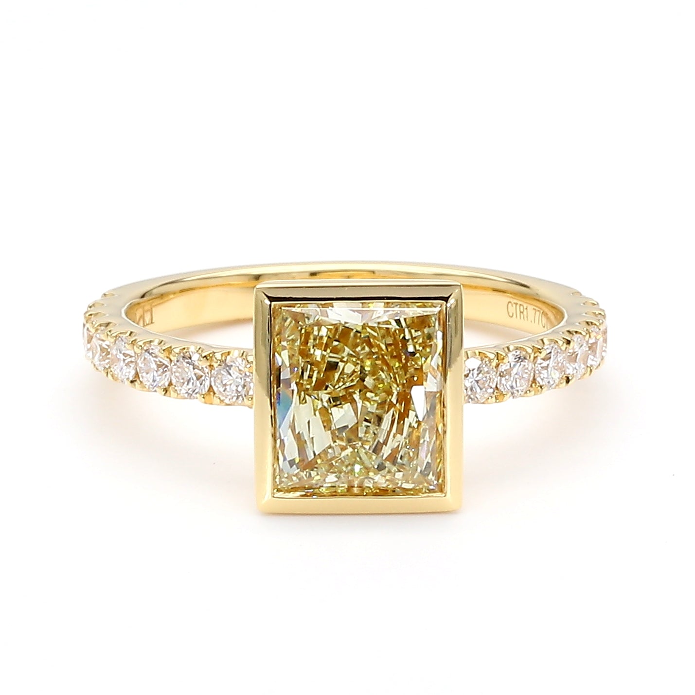 Natural Yellow Princess Diamond Ring Gia Certified