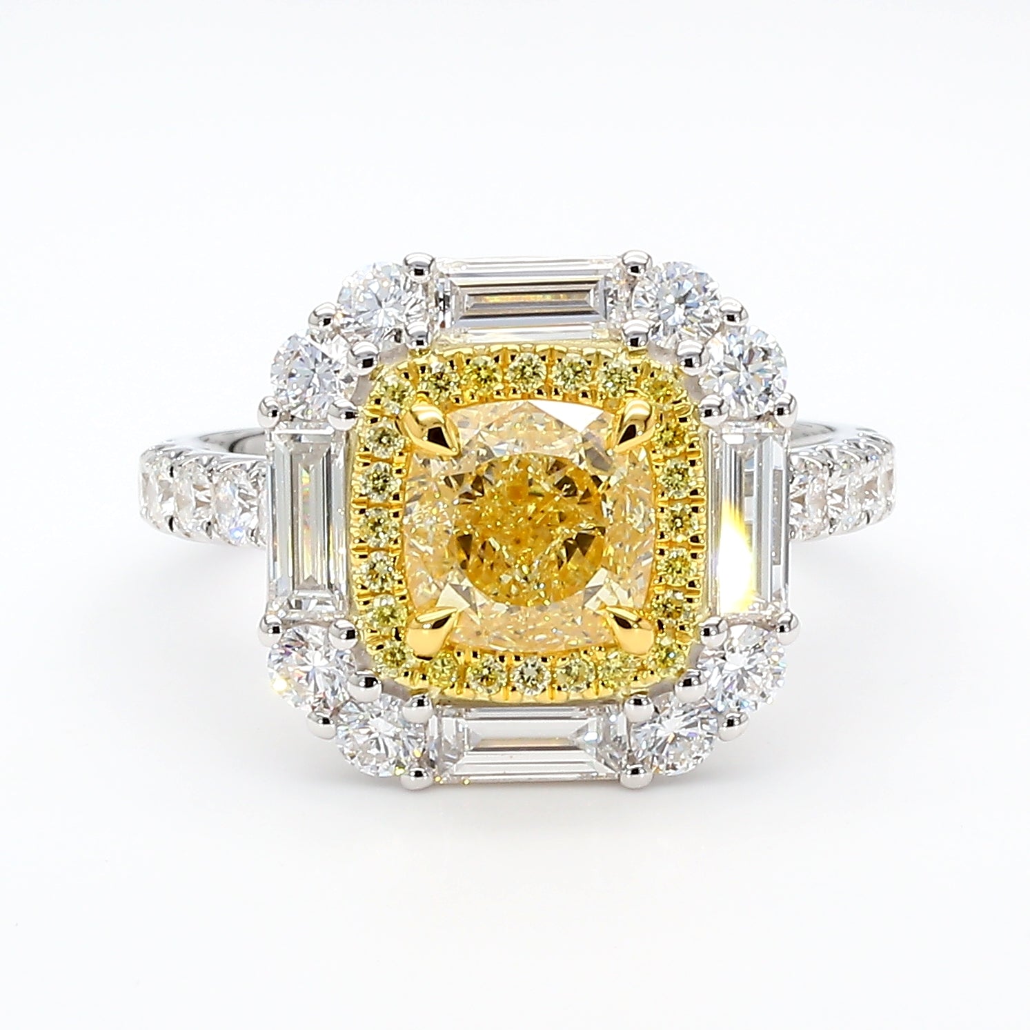 Natural Yellow Cushion Diamond Ring | GIA Certified