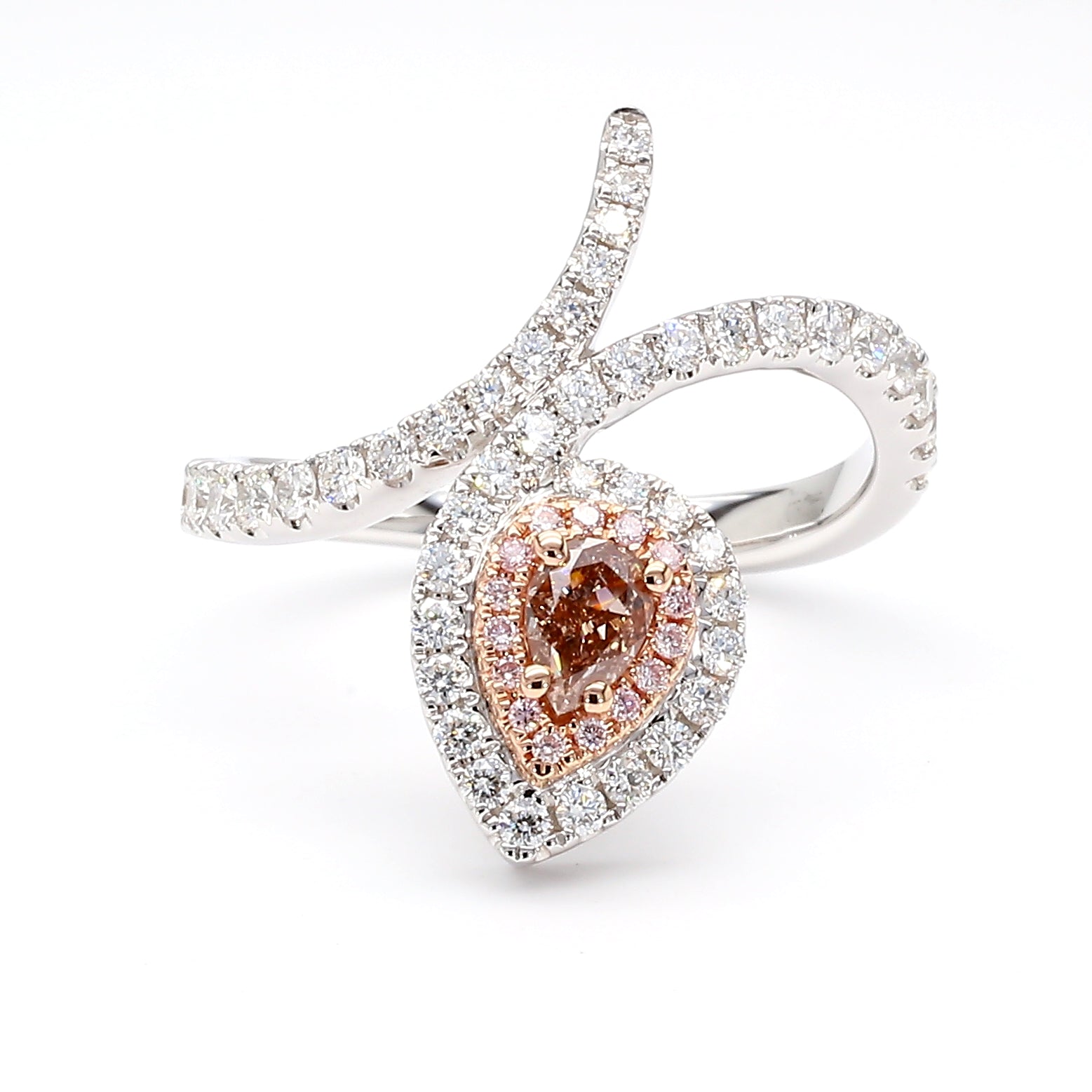 Natural Pink Pear Diamond Ring Gia Certified