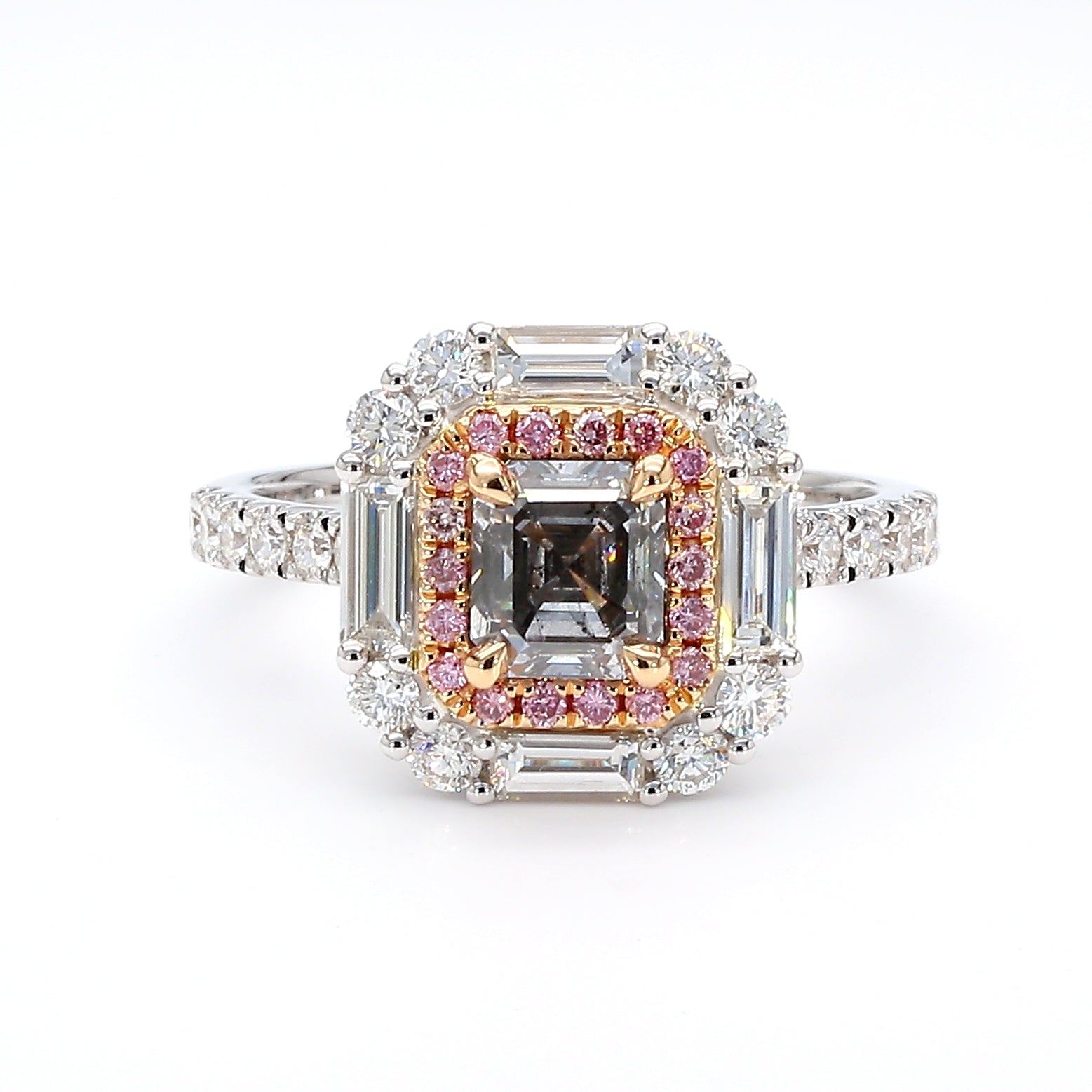 Natural Gray Emerald Diamond Ring Gia Certified