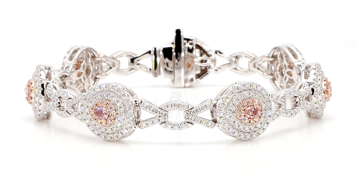 Natural Pink Pear Diamond Bracelet | GIA Certified