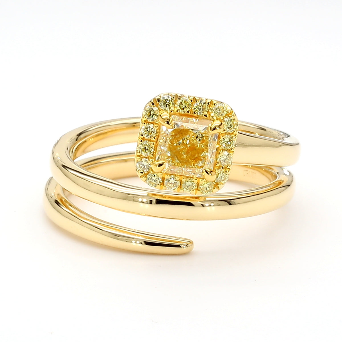 Natural Yellow Radiant Diamond Ring | GIA Certified