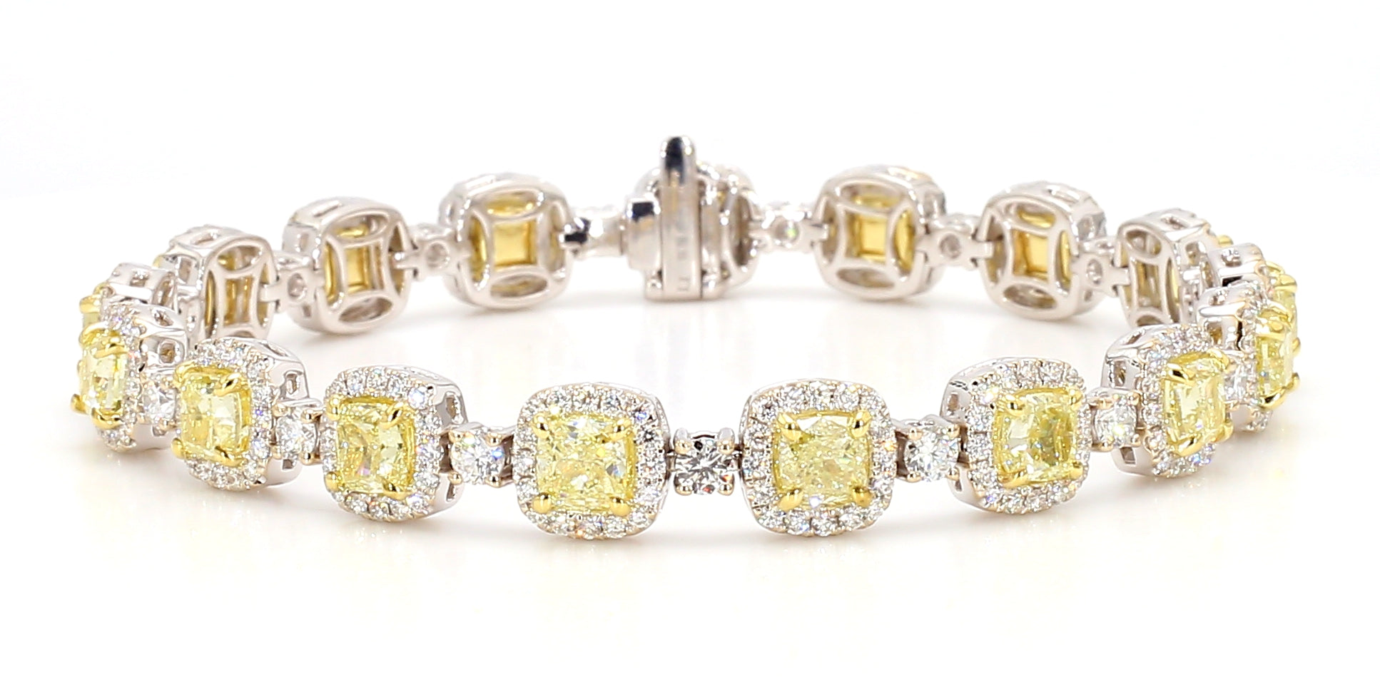 Natural Yellow Cushion Diamond Bracelet Gia Certified