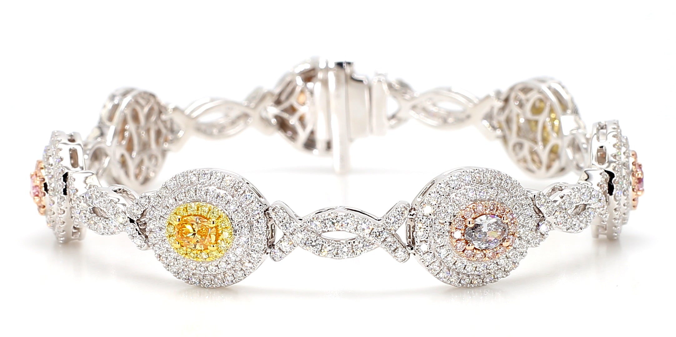 Natural Blue Oval Diamond Bracelet Gia Certified