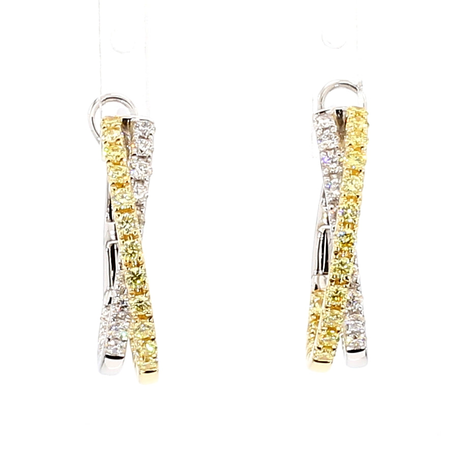 Natural Yellow Round Diamond Earring