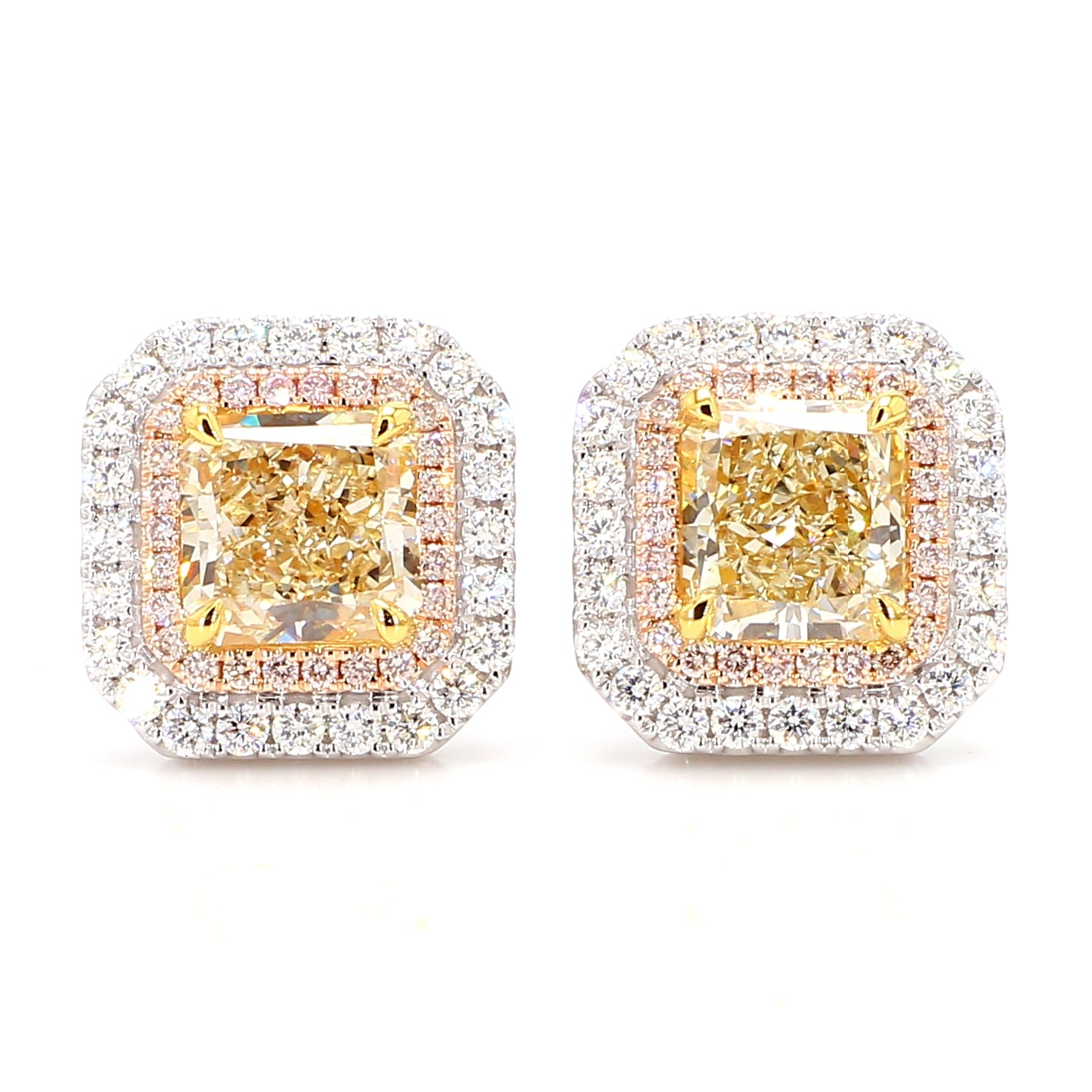 Natural Yellow Radiant Diamond Earring Gia Certified