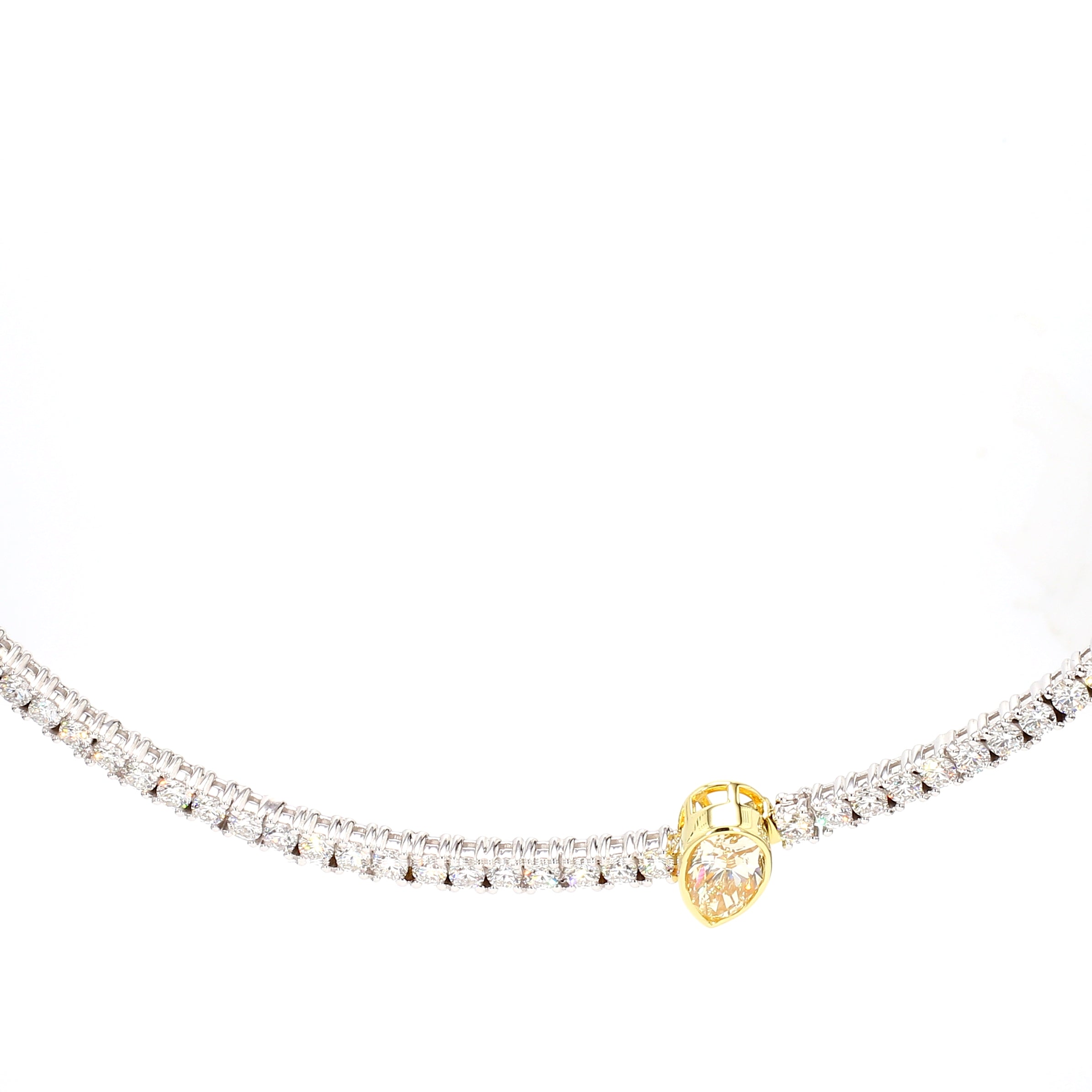 Natural Yellow Pear Diamond Necklace | GIA Certified