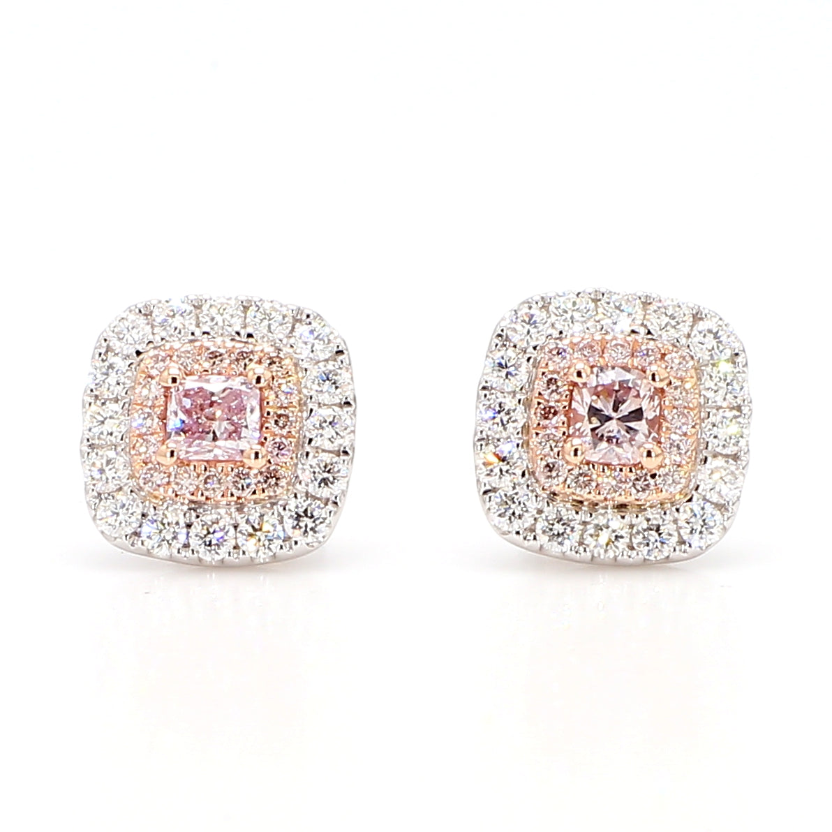 Natural Pink Cushion Diamond Earring Gia Certified