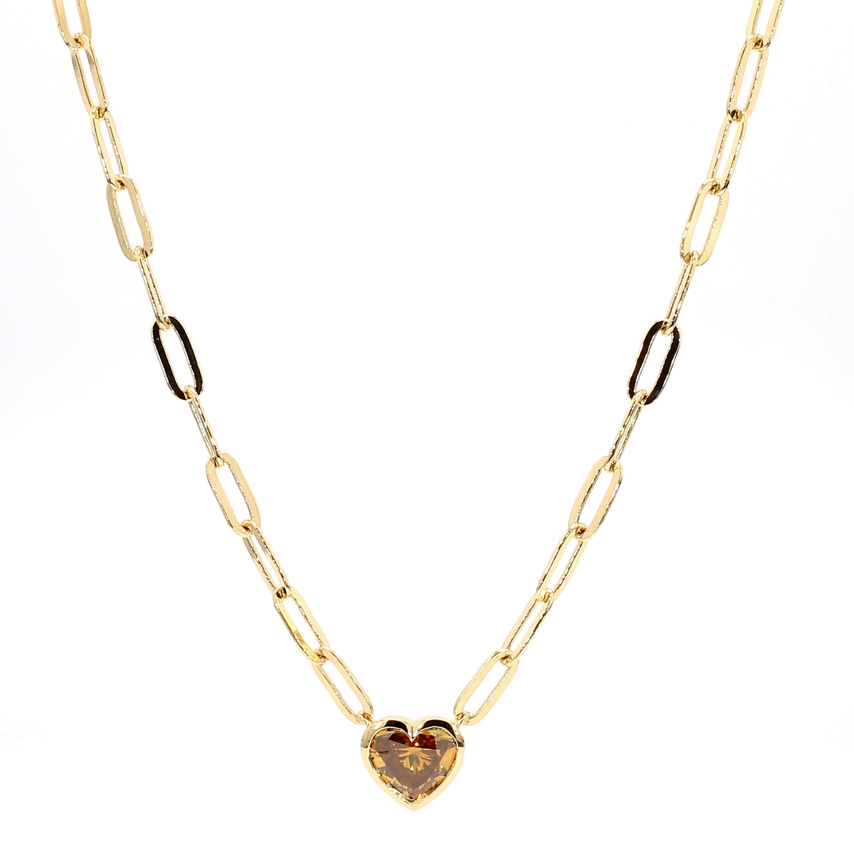 Natural Orange Heart Diamond Necklace | GIA Certified