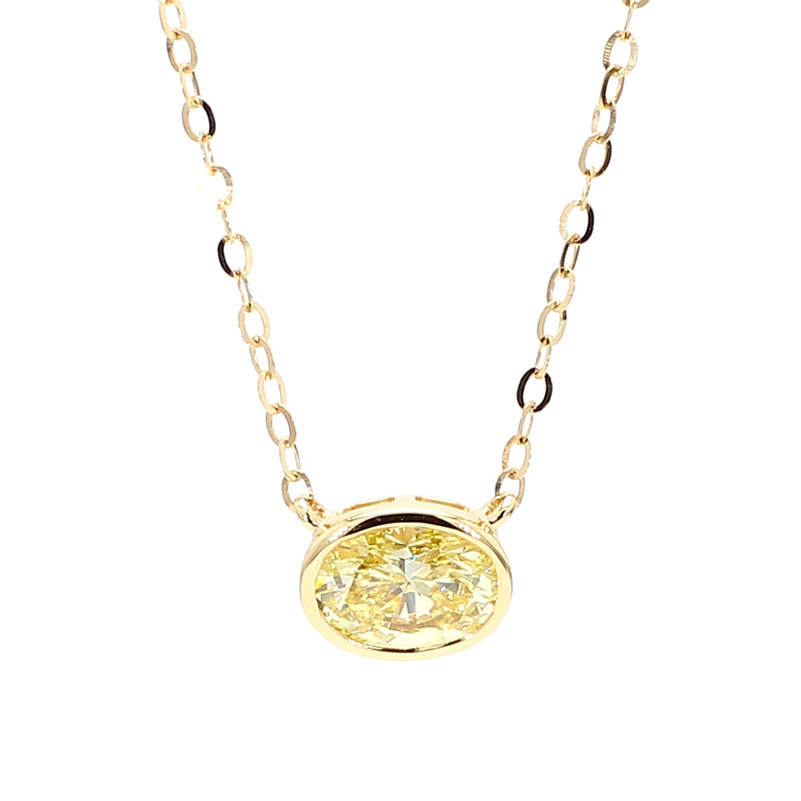 Natural Yellow Oval Diamond Necklace Gia Certified
