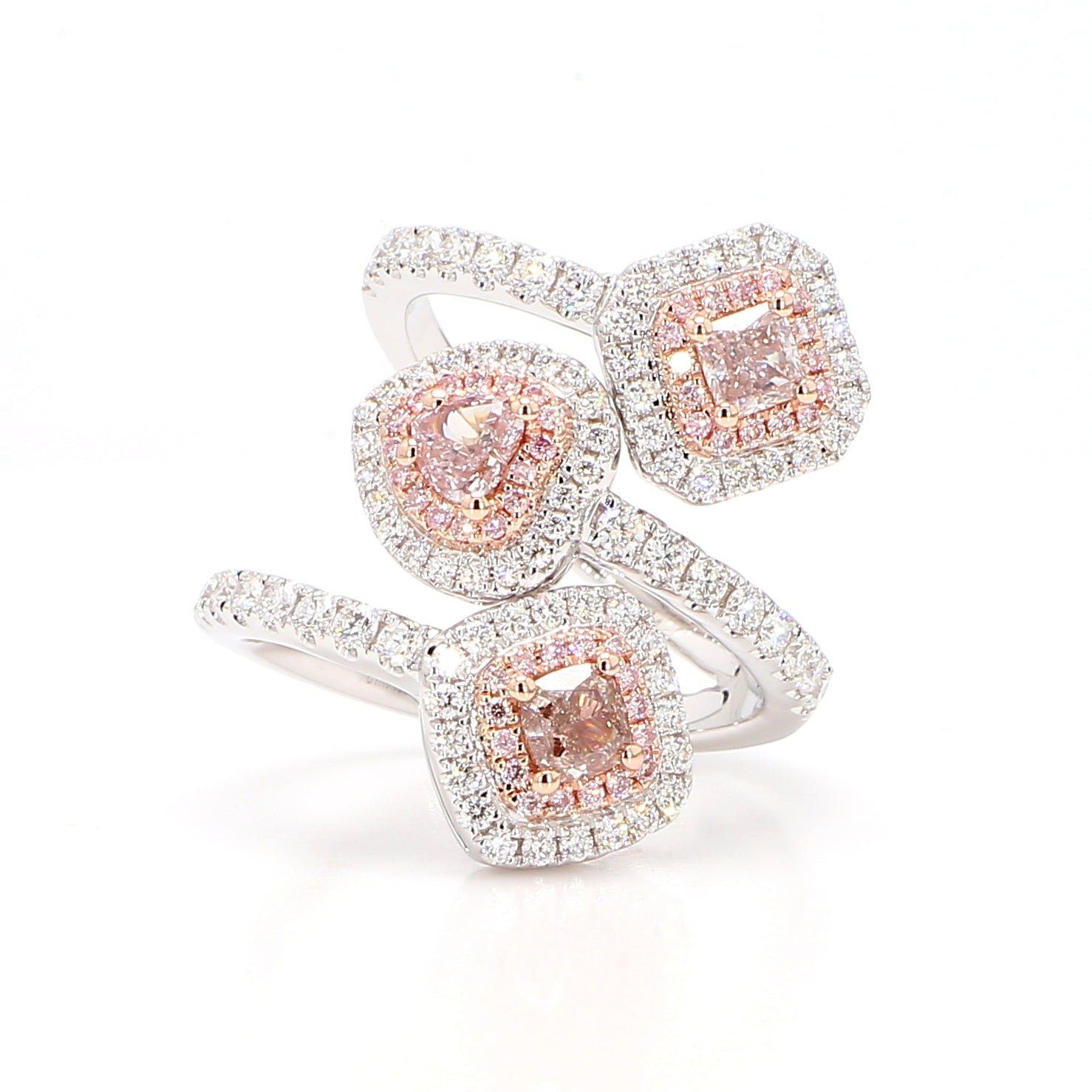Natural Pink Diamond Crossover Ring | GIA CERTIFIED