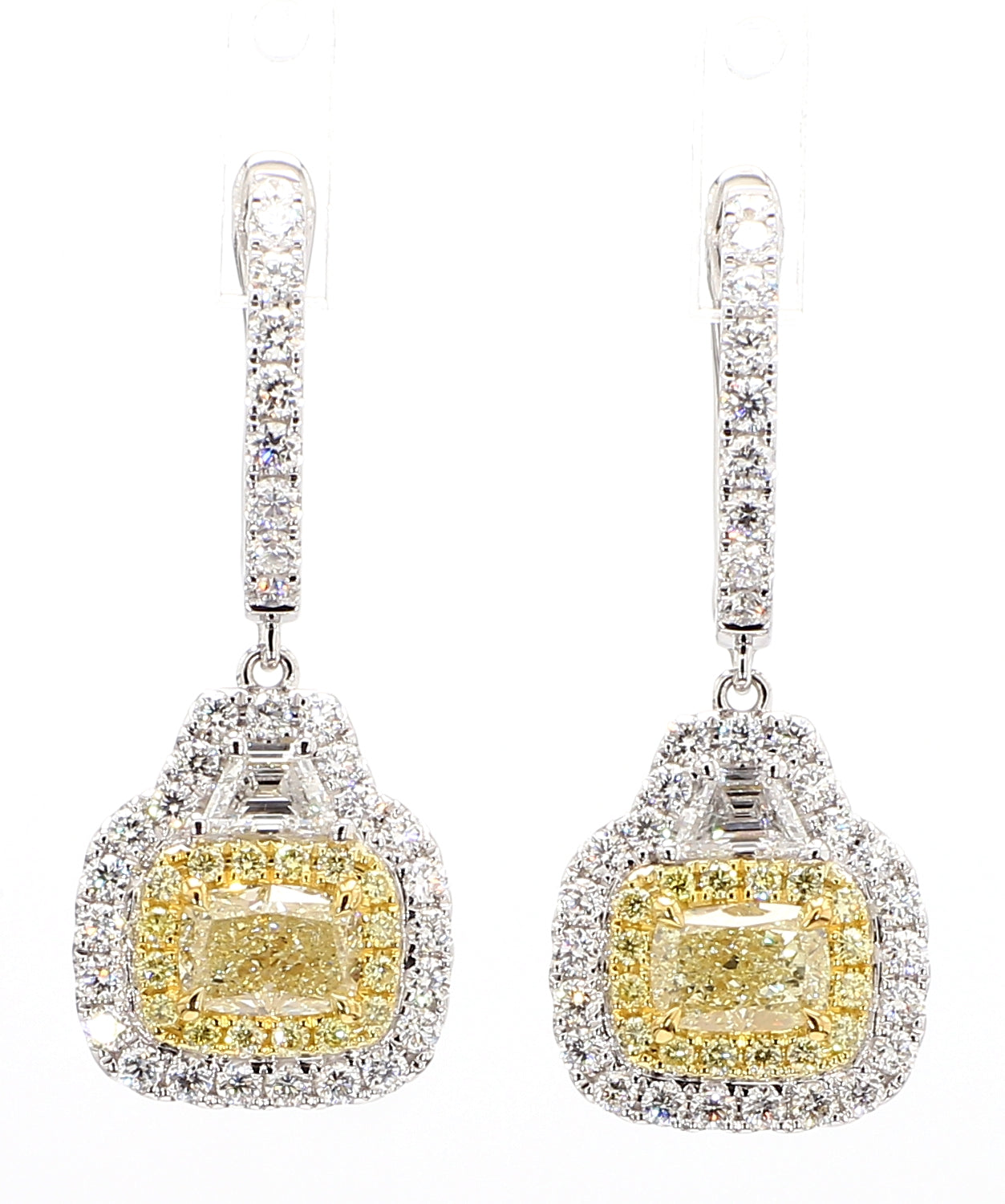 Natural Yellow Cushion Diamond Earring GIA Certified product image 1
