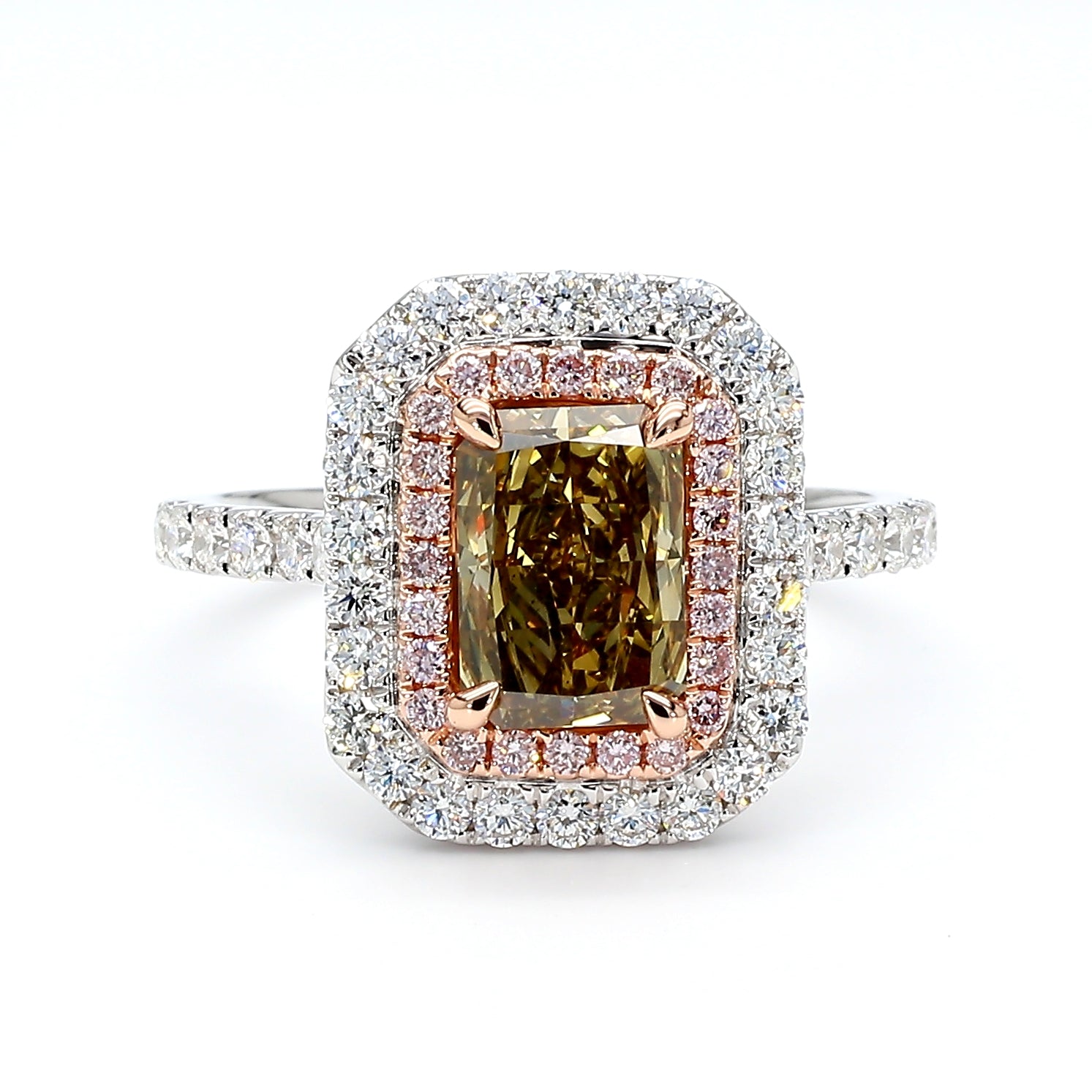 Natural Green Radiant Diamond Ring Gia Certified