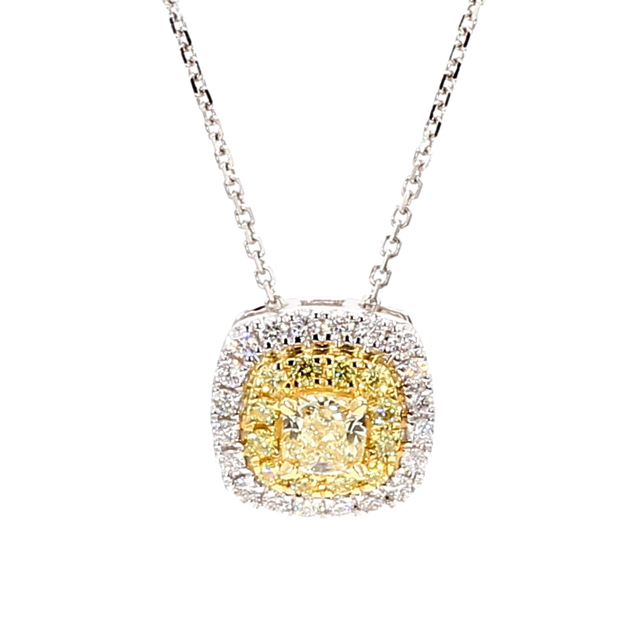 Natural Yellow Cushion Diamond Pendant