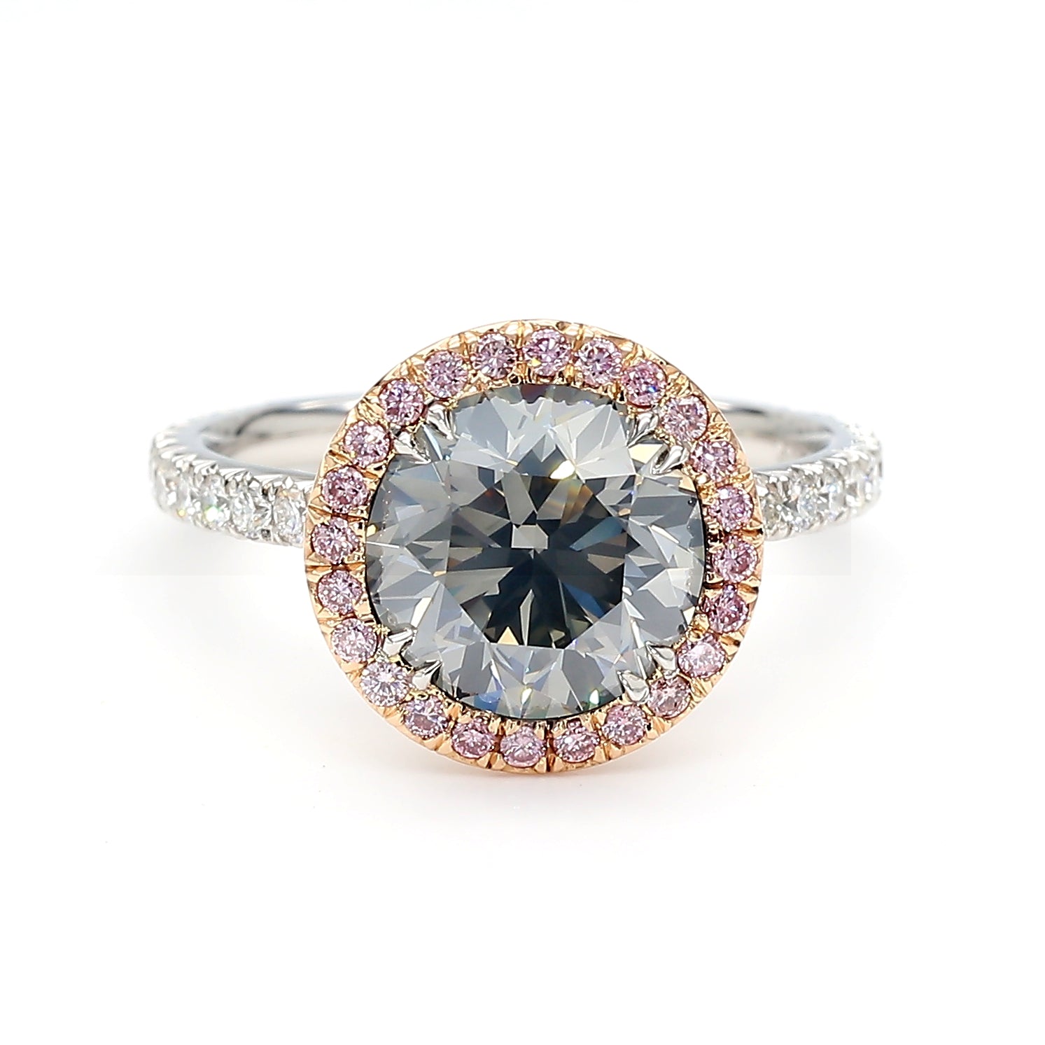 Natural Gray Round Diamond Halo Ring | GIA Certified product image 1