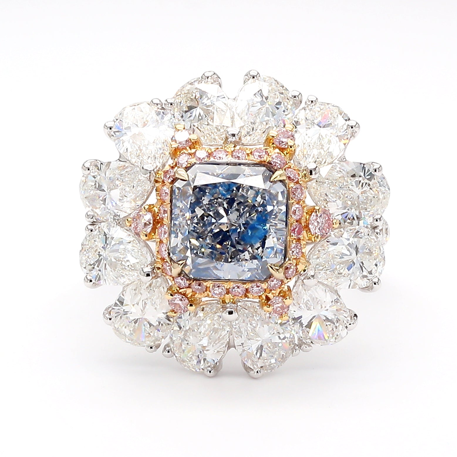Natural Blue Radiant Diamond Ring Gia Certified