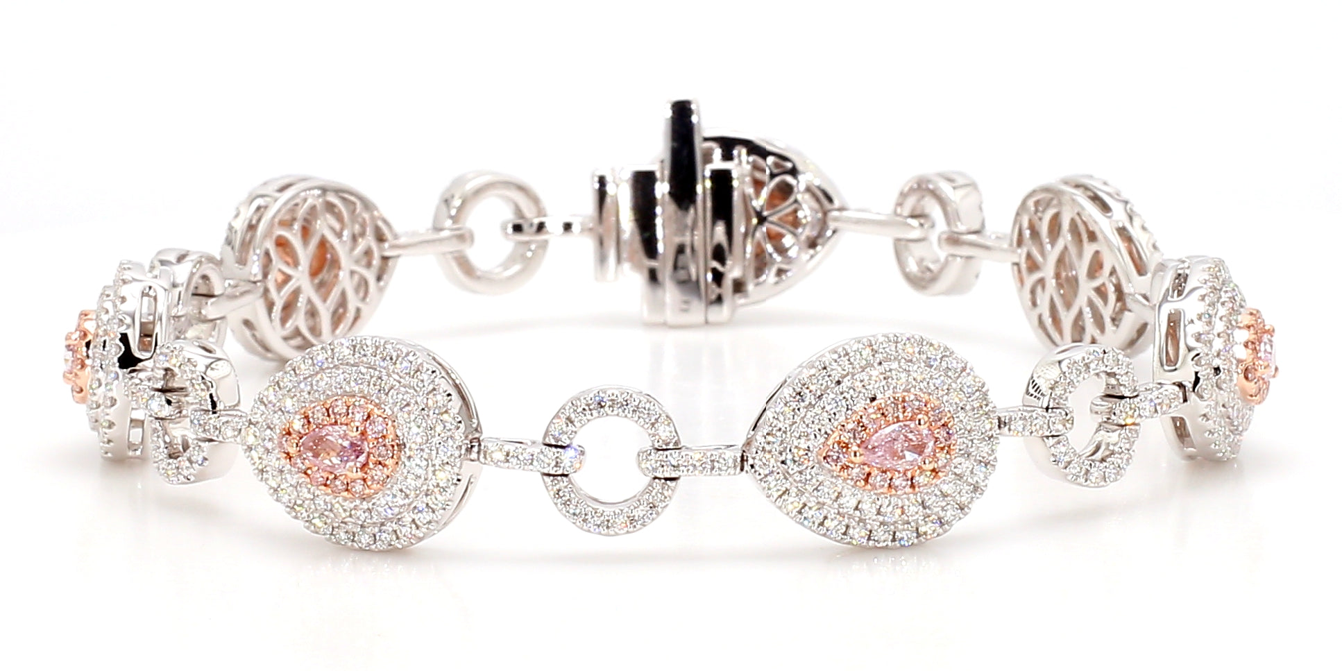 Natural Pink Pear Diamond Bracelet Gia Certified