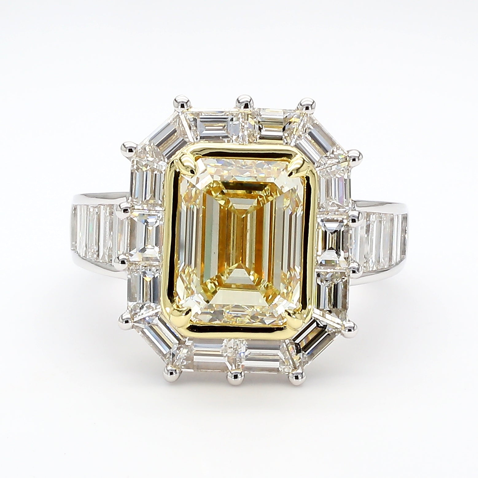 Natural Yellow Emerald Diamond Ring Gia Certified