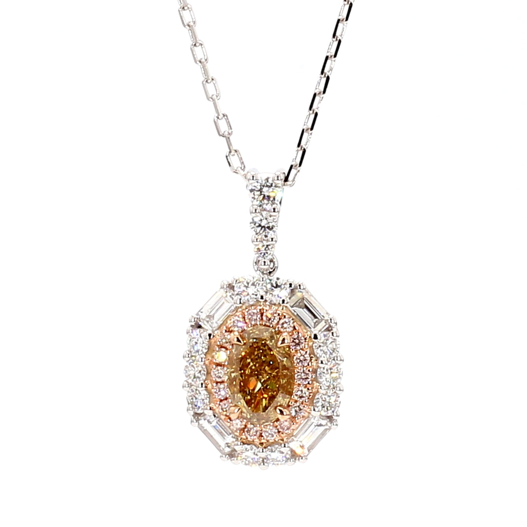 Natural Yellow Oval Diamond Pendant Gia Certified