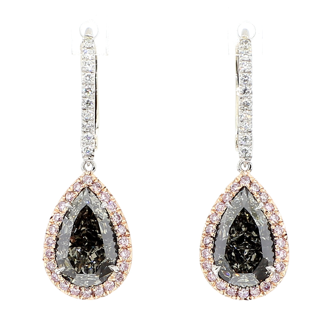 Natural Gray Pear Diamond Earring GIA Certified product image 1
