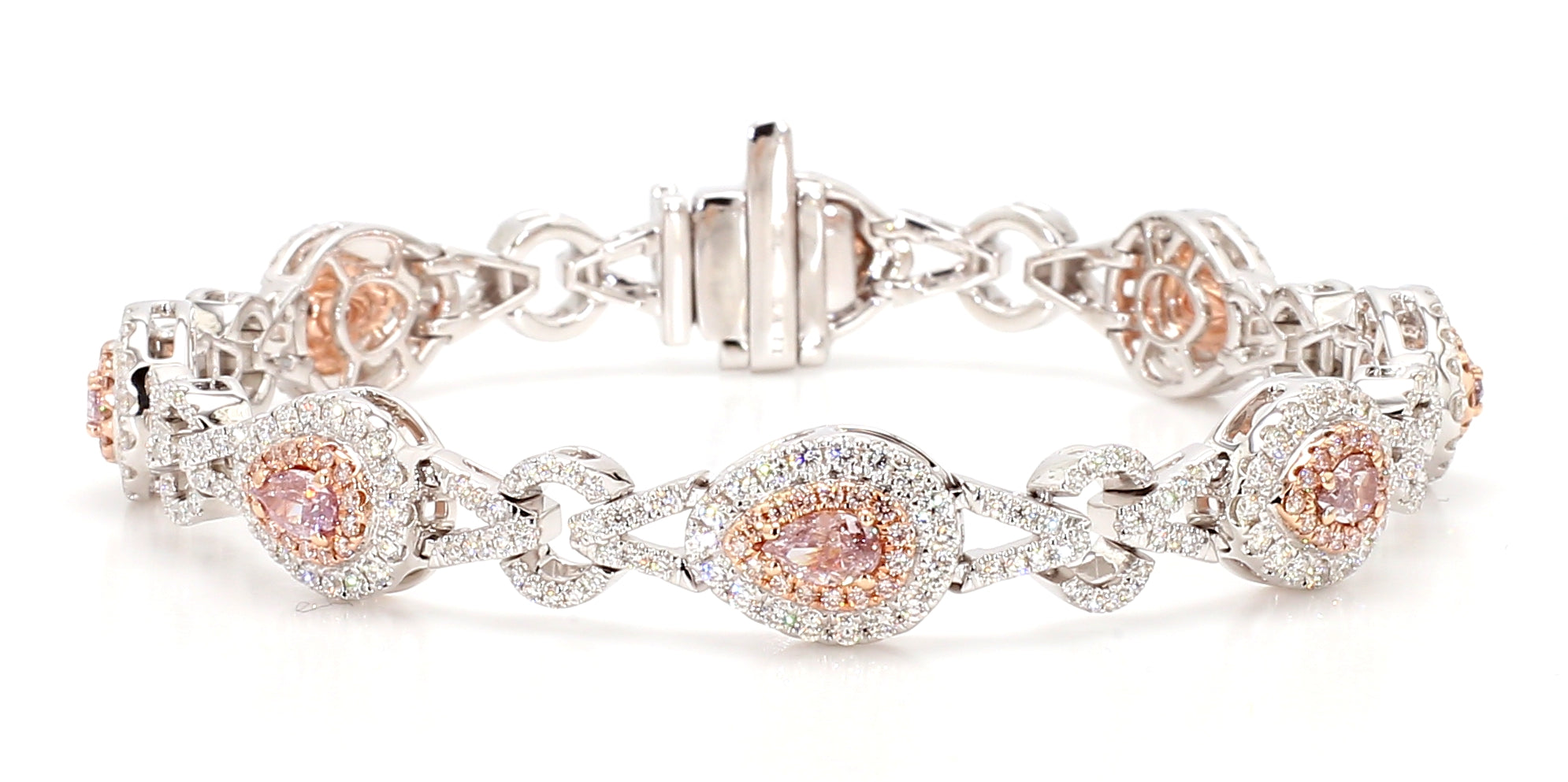Natural Pink Pear Diamond Bracelet Gia Certified