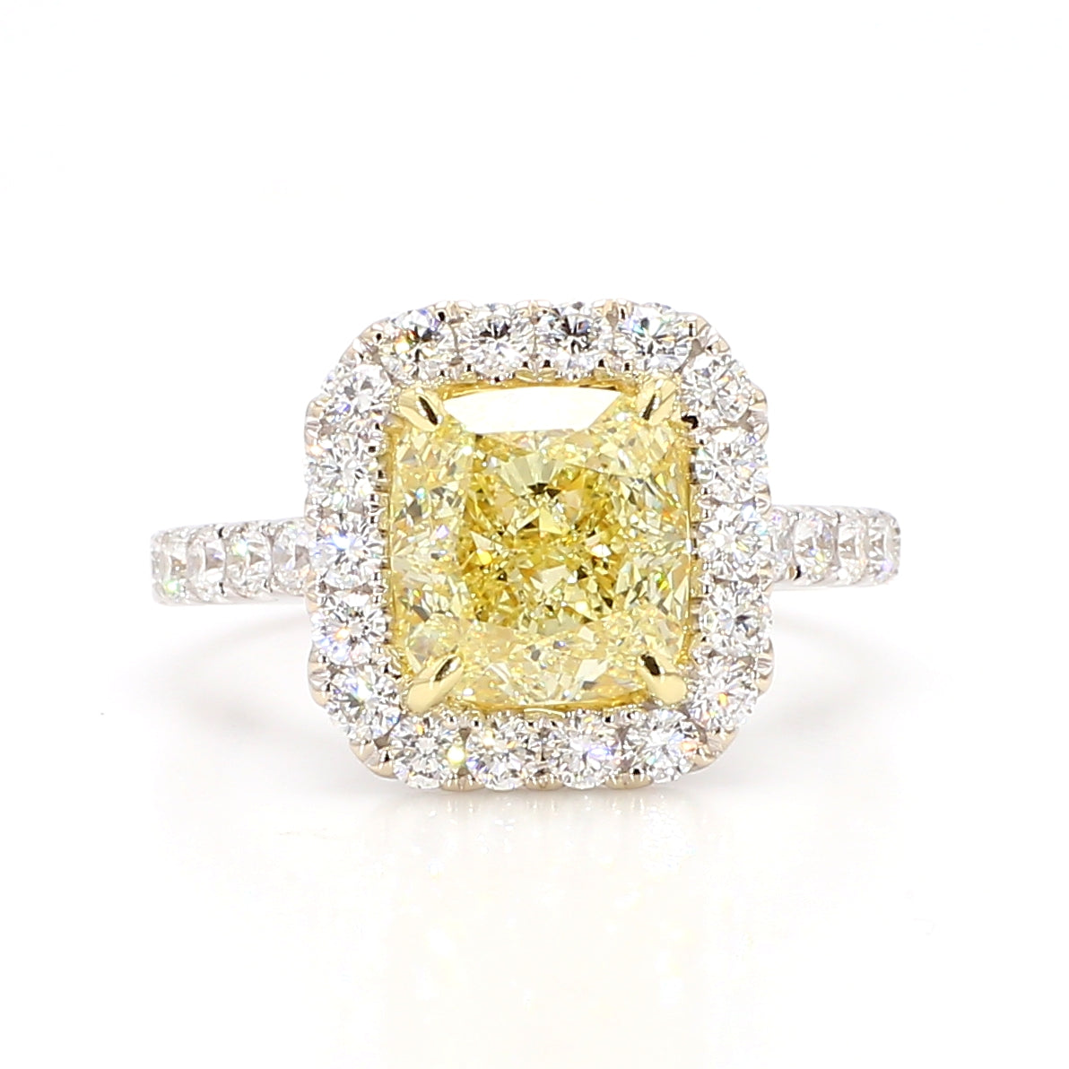 Natural Yellow Cushion Diamond Ring Gia Certified