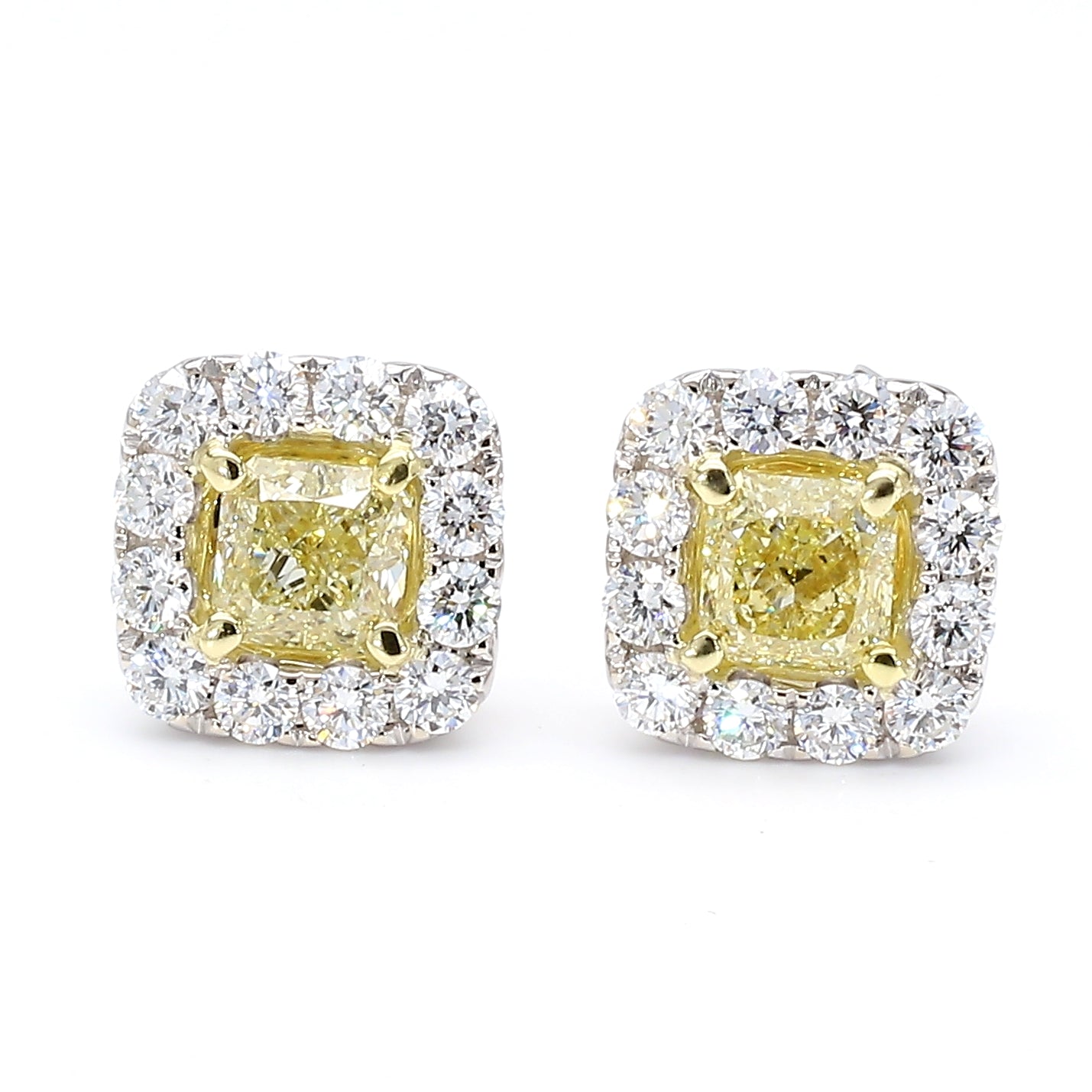 Natural Yellow Radiant Diamond Earring Gia Certified