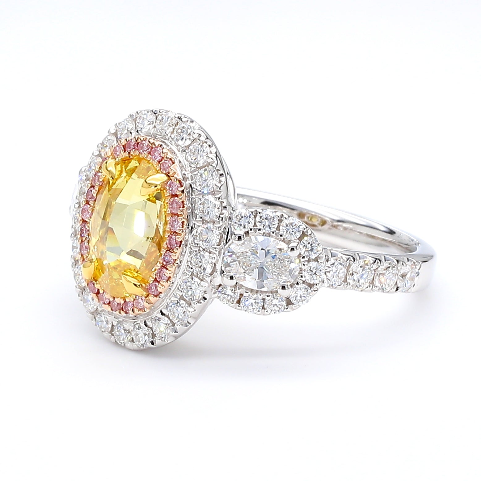 Natural Yellow Oval Diamond Halo Ring | GIA CERTIFIED