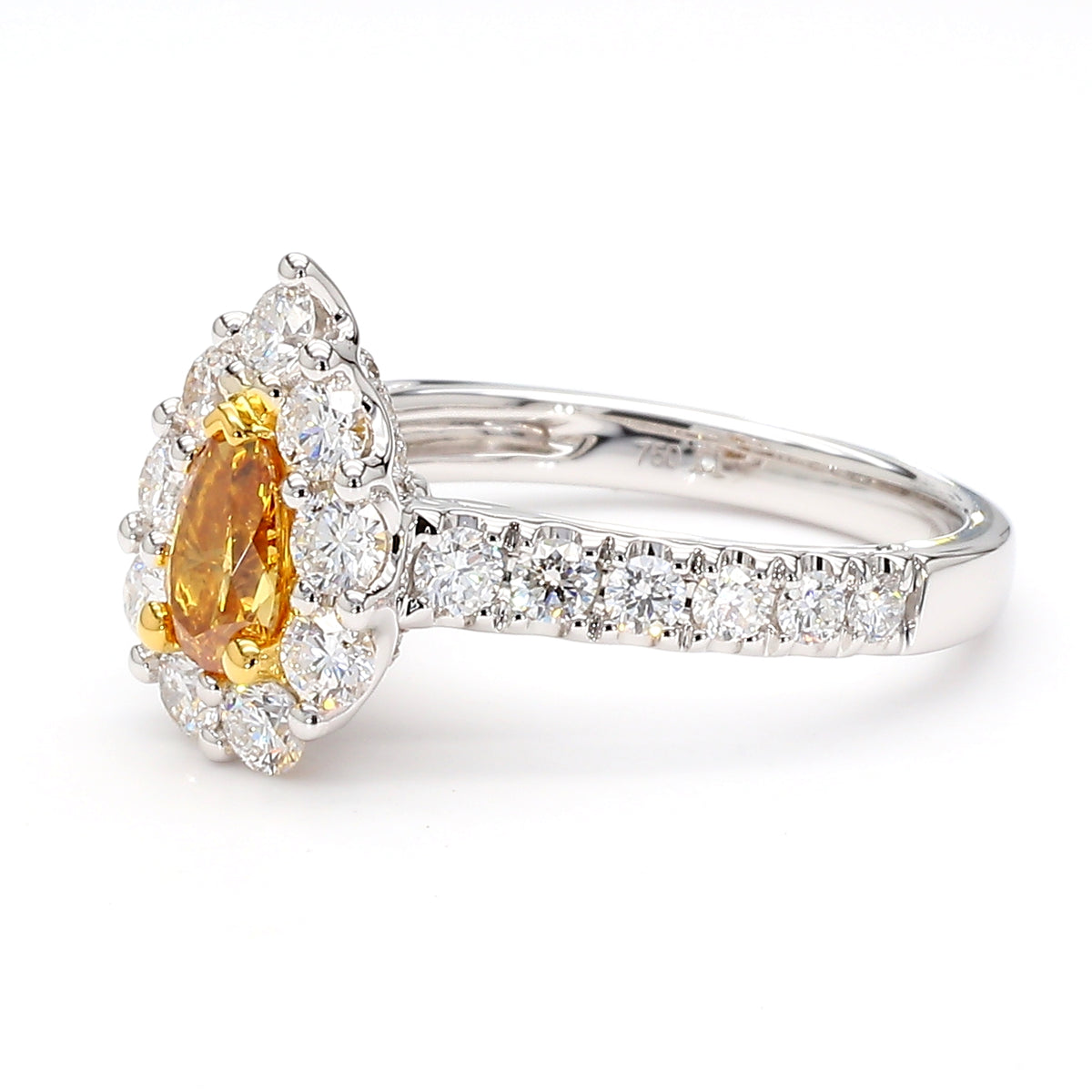 Natural Orange Pear Diamond Ring | GIA Certified